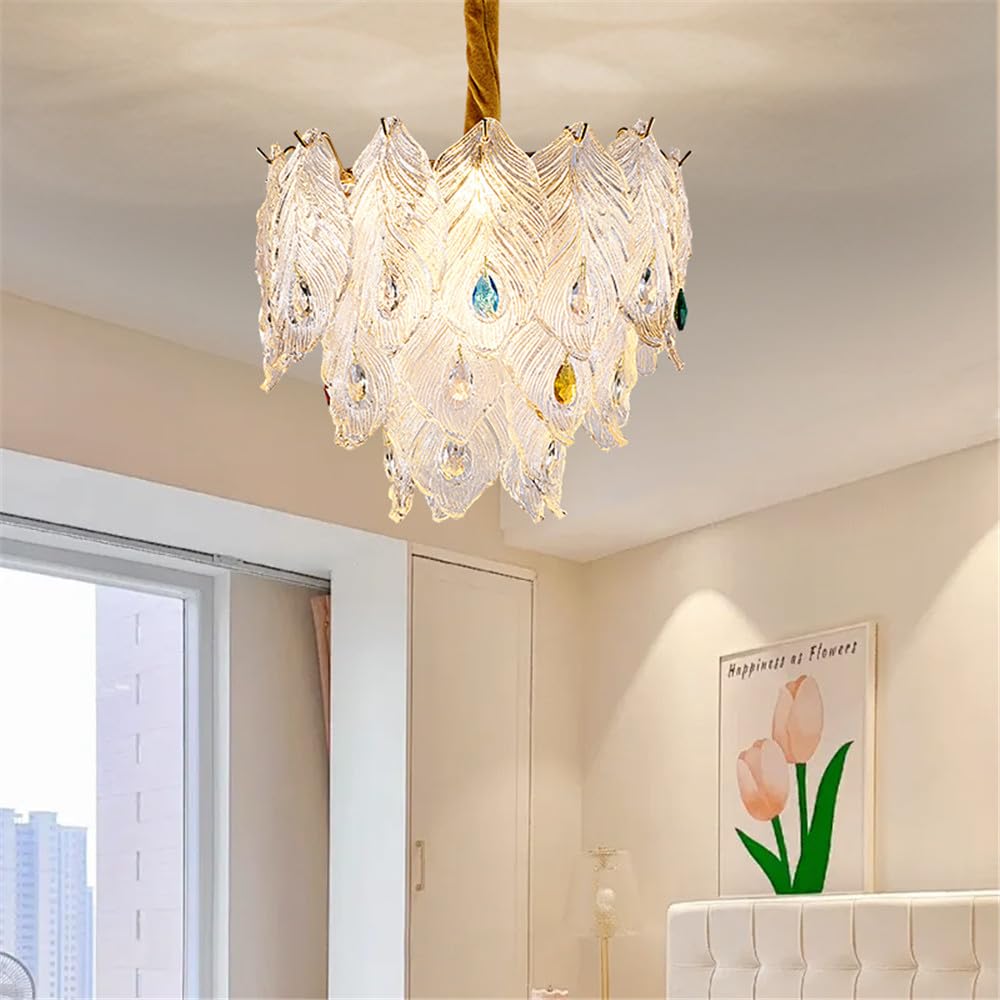 PCXEHUYP Contemporary Crystal Pendent Lamp LED Luxury Golden Living Room Restaurant Bedroom Villa Hotel Duplex Building Staircase Chandelier (C D30CM)