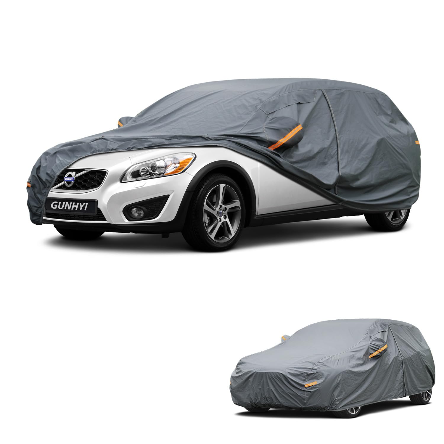 GUNHYI Premium Car Cover Custom Fit Volvo C30, 16 Layers Heavy Duty Car Cover Waterproof All Weather with Zipper Door for Sun Rain Snow Dust Uv Protection