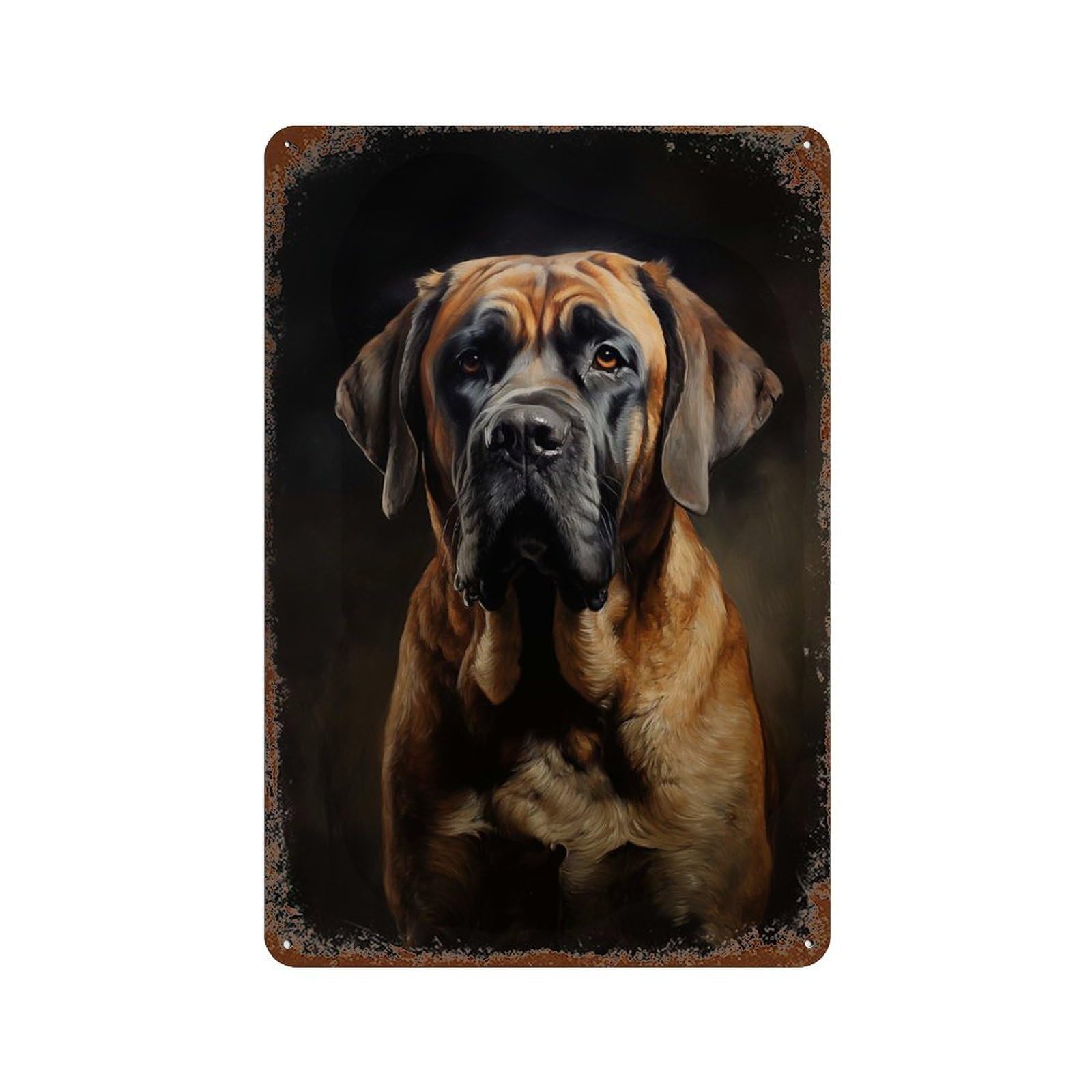 English Mastiff Rustic Tin Plaque 11.8"x7.9", Industrial Home Decor for Pub, Kitchen And Man Cave Decor