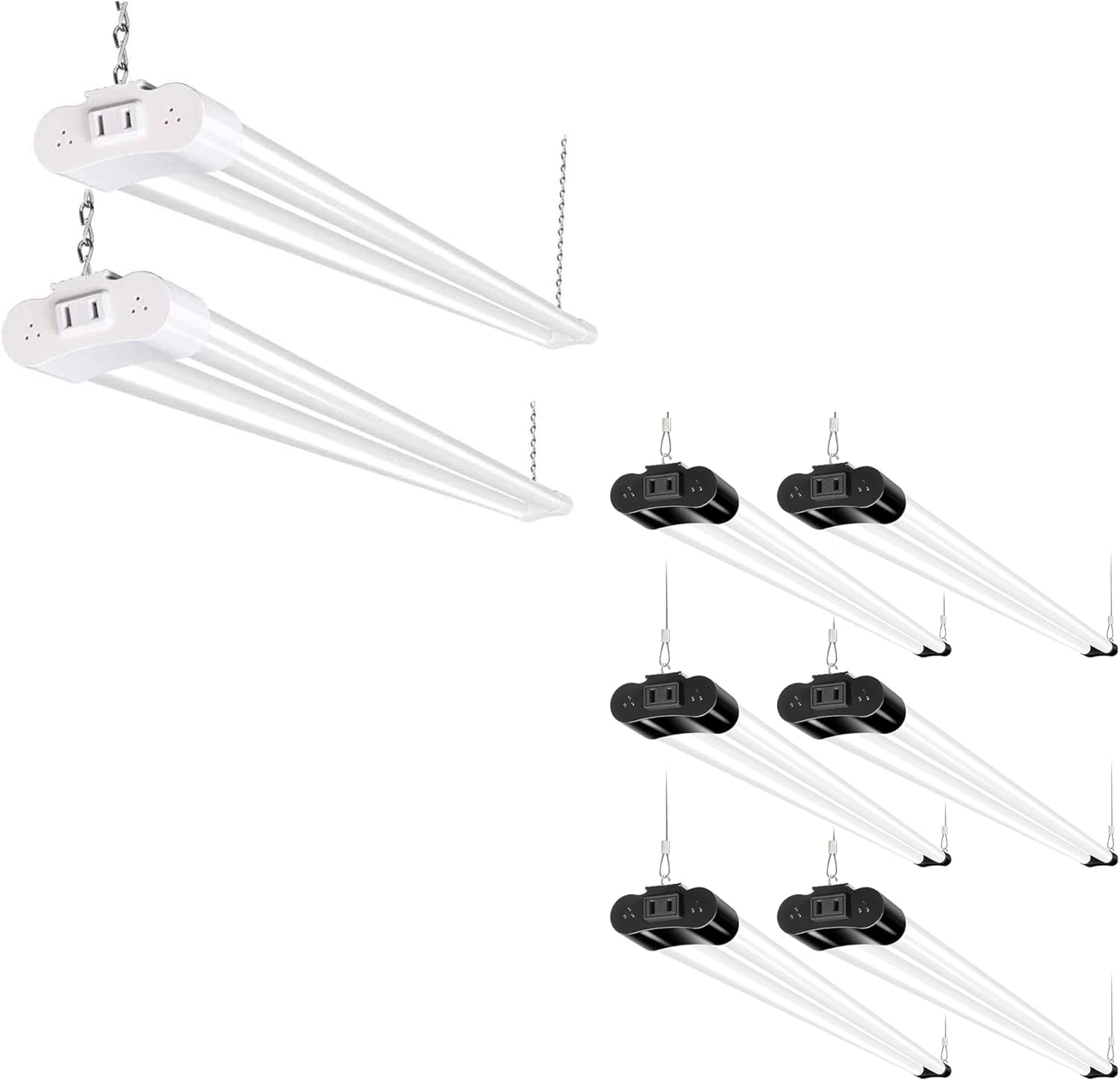 hykolity 5000K LED Shop Light Linkable, 4FT Daylight LED Ceiling Lights for Garages, Workshops, Basements, Hanging or FlushMount, Included Power Cord and Pull Chain,ETL