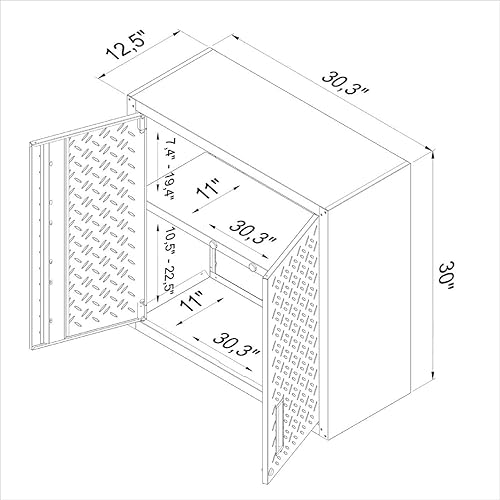 Vista 92 de Manhattan Comfort Fortress - Armario flotante de metal texturizado de 30 pulgadas con estantes ajustables, juego de 1, color blanco