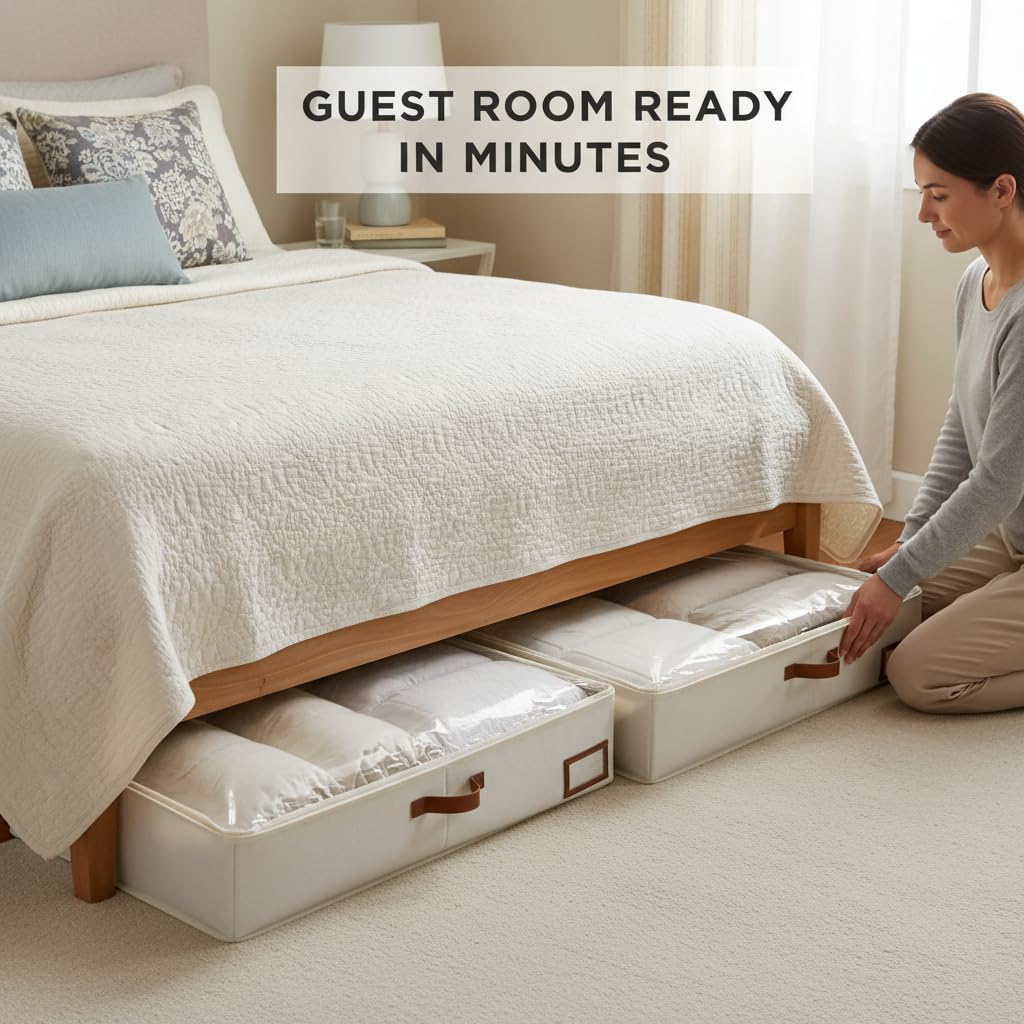 StorageWorks Under Bed Storage Containers with Ultra-thick Fabric Underbed Bins, Closet Organizer for Clothes, Blankets, Sweater