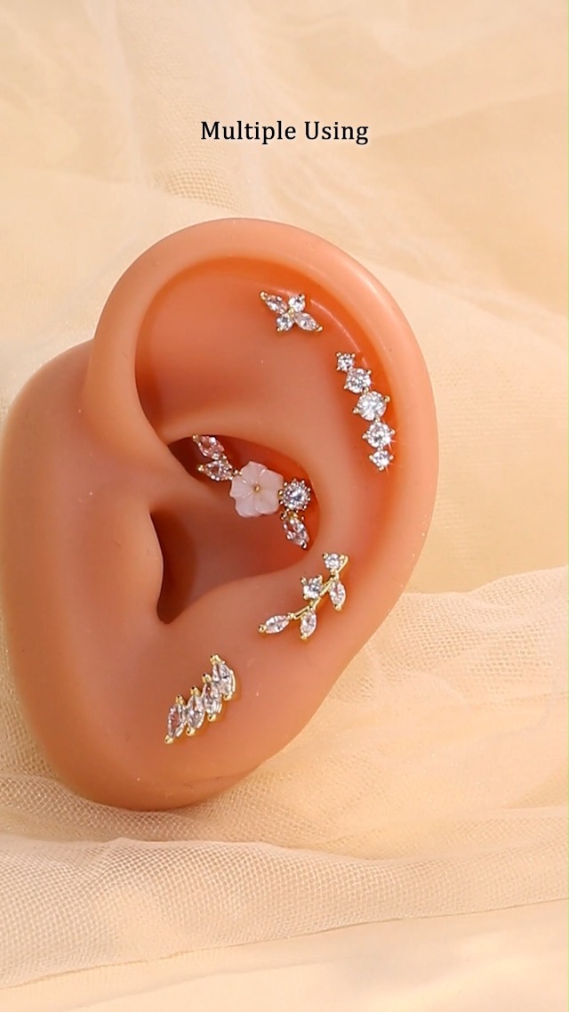 VFUN 16G Piercing Orecchio Trago con Serpente Farfalla Diamond CZ Acciaio inossidabile Palla Piercing Orecchio Helix Conch Cartilagine Donna Trago Piercing Oro rosa