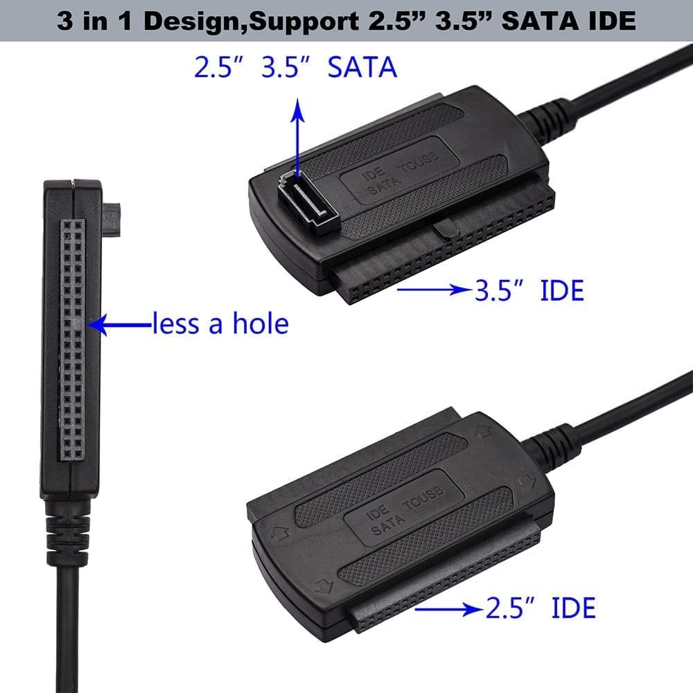 SATA/PATA/IDE drive to USB 2.0 adattatore convertitore cavo per HDD SSD 2.5 "3.5" con alimentazione di alimentazione esterna