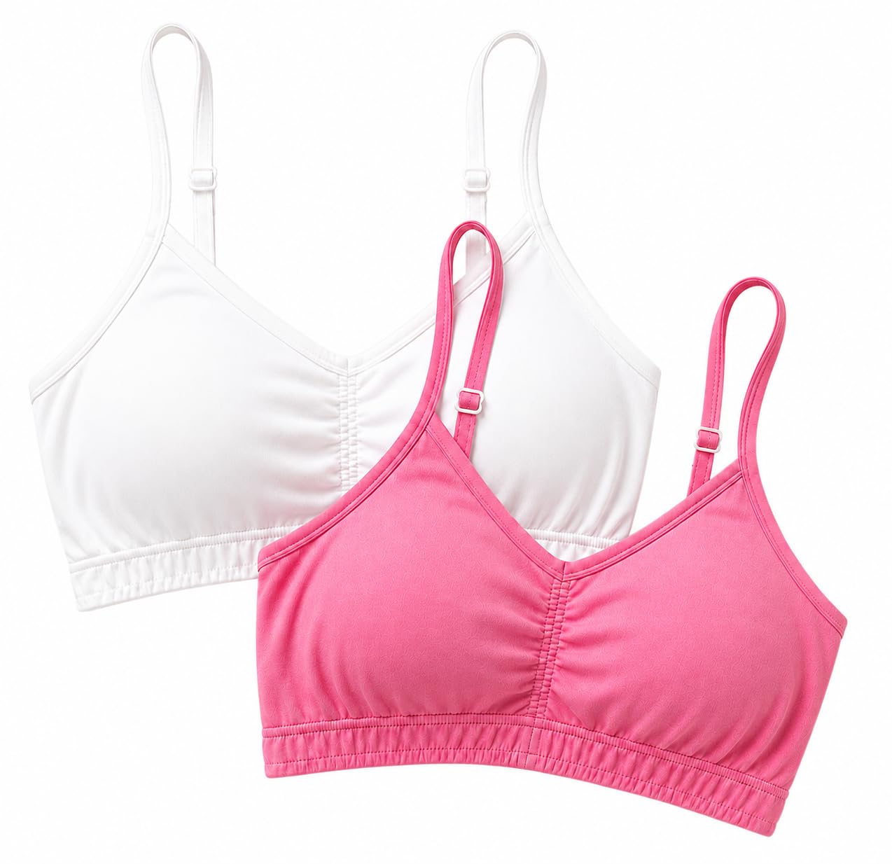 Women Sports Bra Combo Pack of 2 | Padded Bra Adjustable Strap Non Wired Stretchable Bralette Crop Camisole (in, Alpha, S, M, B, 24, Regular, Standard, Pink & White)-image-49