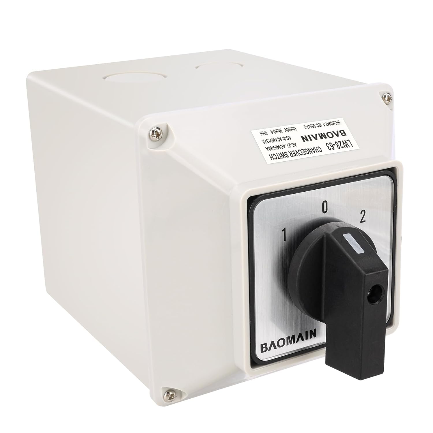 BAOMAIN Interruttore rotativo universale con interruttore principale, alloggiamento esterno, On-Off, 690 V, 63 A, 3 posizioni, 3 fasi, approvazioni CE, IP66, LW28-63/D303.3D