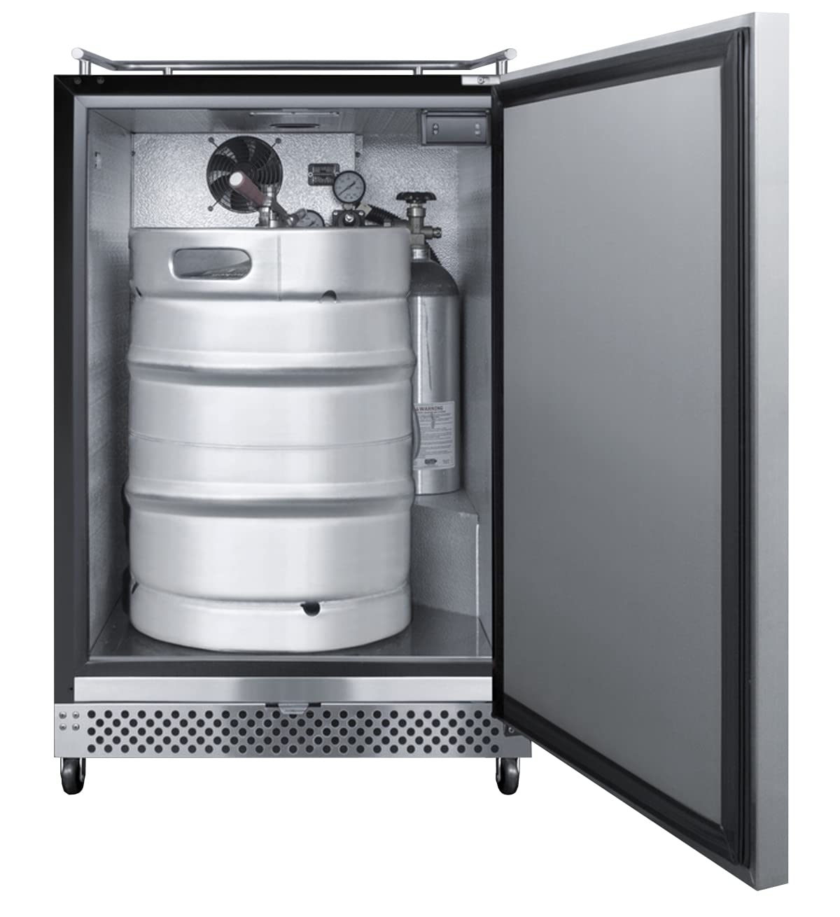 Summit Appliance Sbc696osnk 24' Wide Built-In Outdoor Kegerator, Weatherproof, Full-Sized Beer Dispenser, 6.04 Cu.Ft Capacity, Digital Thermostat, Automatic Defrost, LED Lighting, Self-Closing Door on Fridge.com - View 3
