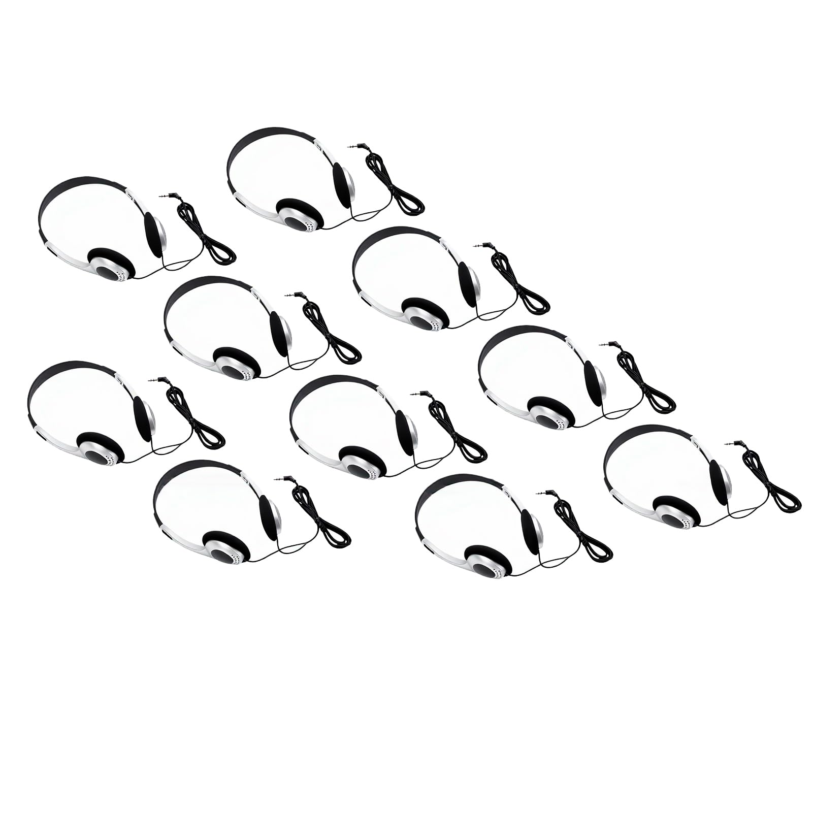 Fabater Set di Cuffie Over-ear Cablate per Studenti, Cuffie da 10 Pezzi per Aula per Biblioteche e Viaggi, Leggere e Regolabili, Jack da 3,5 Mm