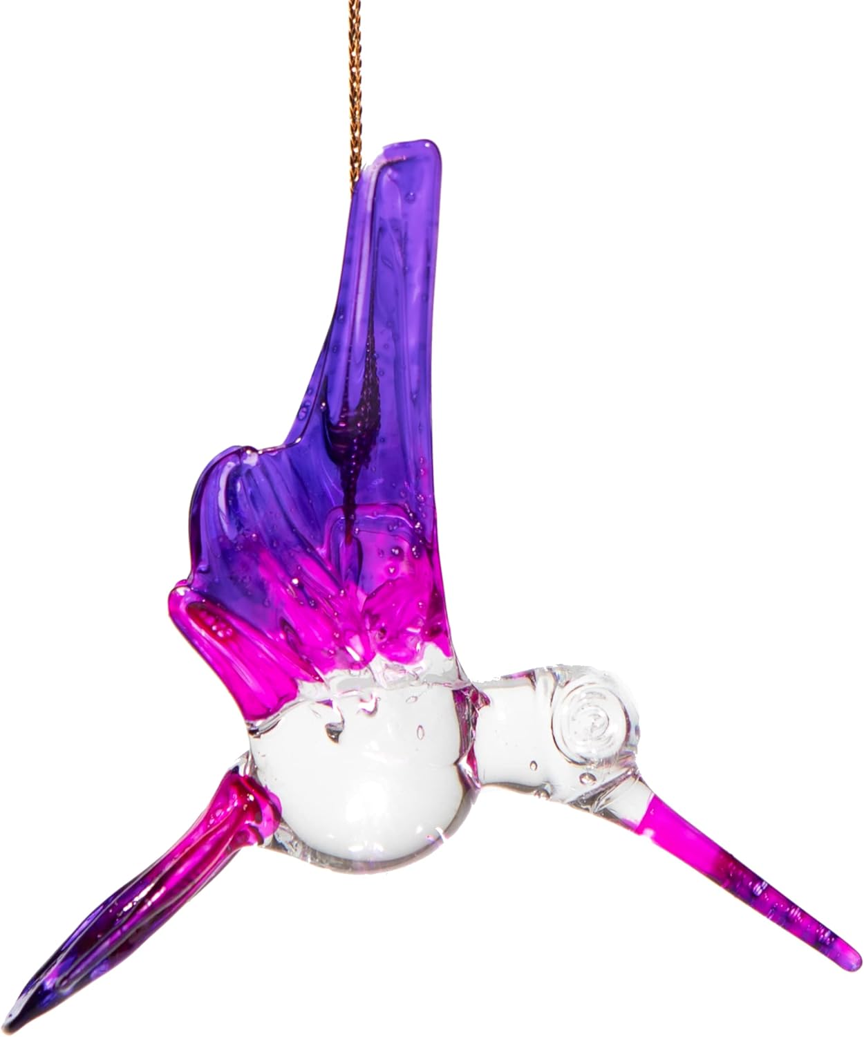 DGE Hand Blown Glass Hummingbird Decor Suncatcher - Bird Decor Figurines Pink Purple 3.5 x 3 Sun Catchers Indoor Window Hanging Outdoor Decor Home Office Glass Ornament Car Charms