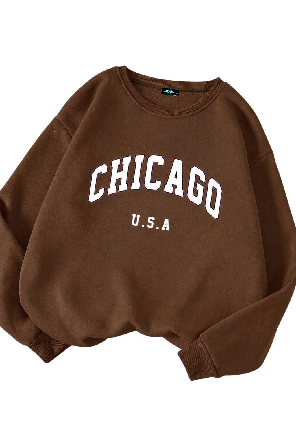sxv style Cicago Letter Graphic Thermal Lined Sweatshirt,Long Sleeve Tops Fall Cloth for Women-picture-28