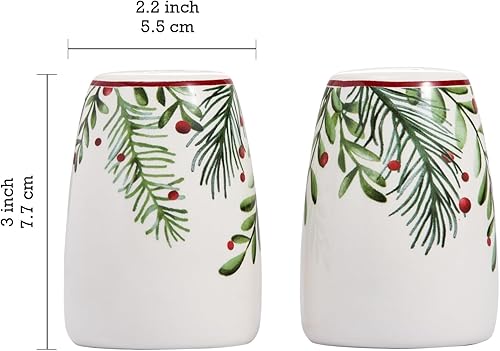 Miniatura 9 de Bico Toile De Jouy Winter Wonderland - Juego de salero y pimentero con soporte, pintado a mano, apto para lavavajillas