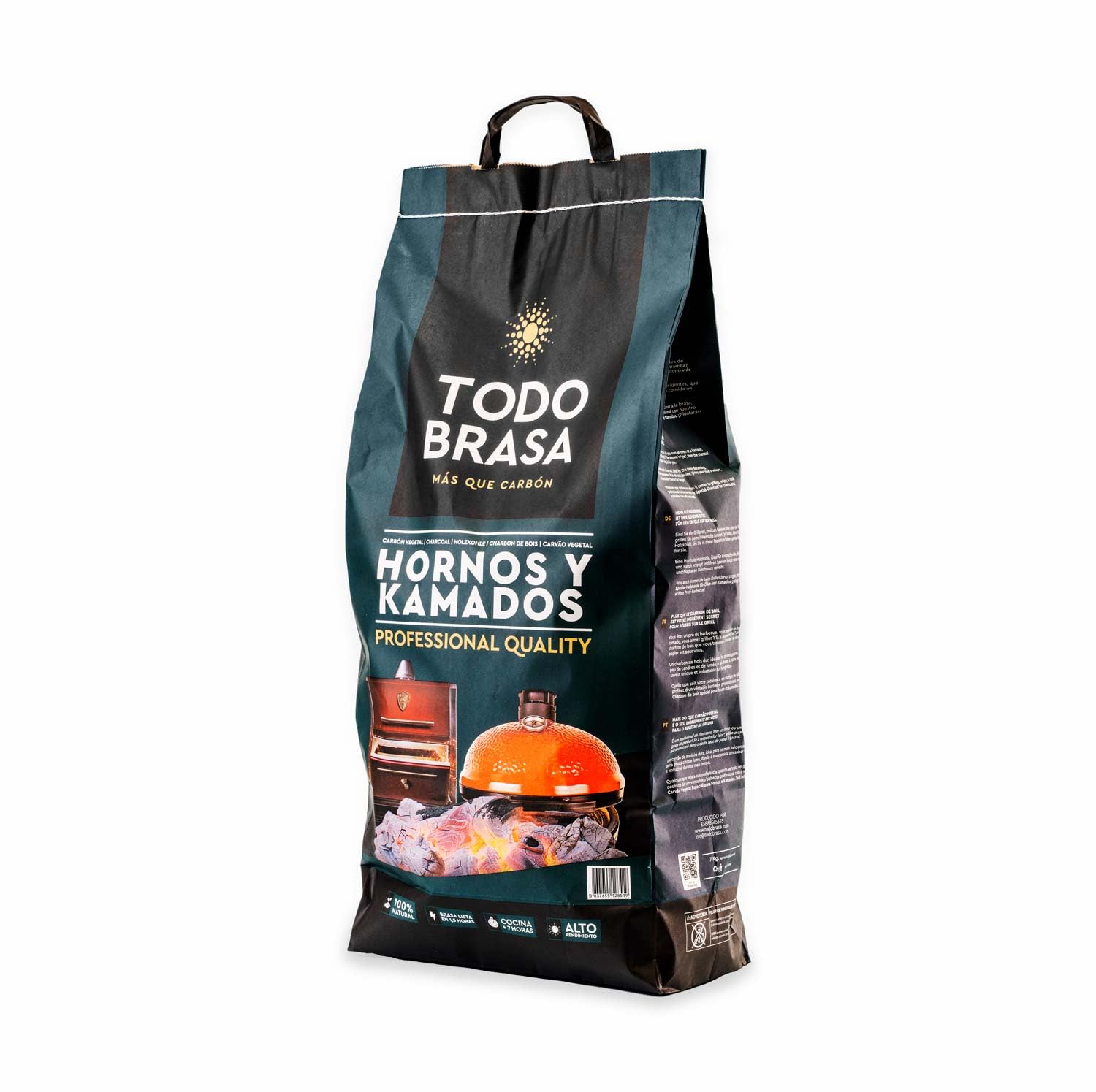 Carbon Vegetal Especial para hornos y kamados Saco 7kg Professional Quality- Todobrasa. Gran Poder calorifico. Gran duracion