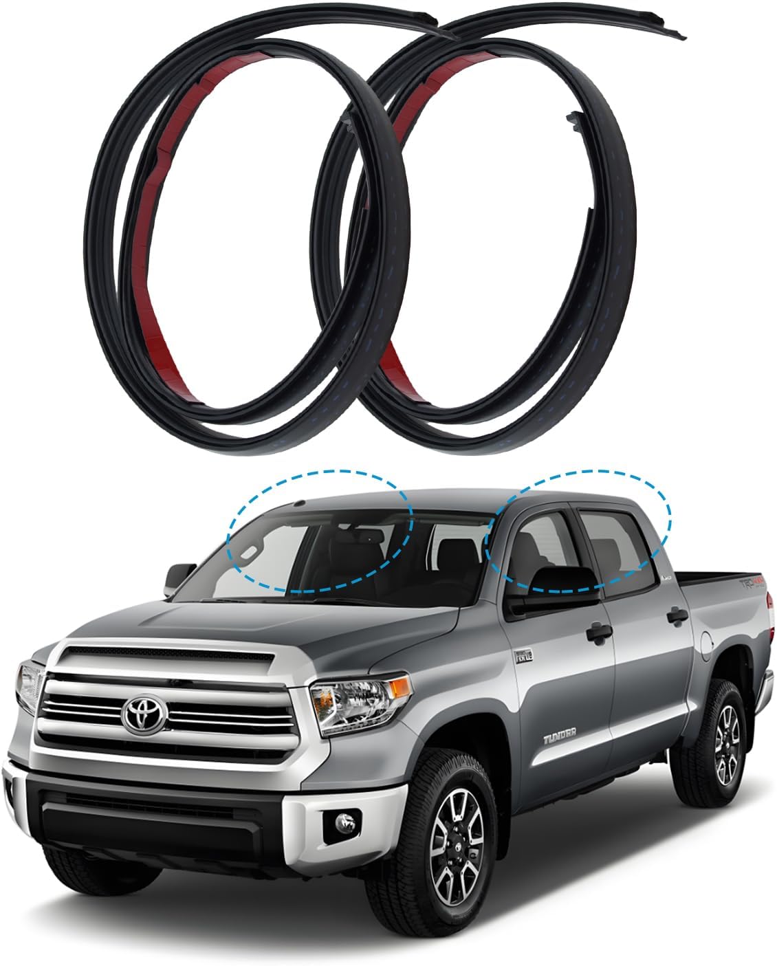 Roof Molding Drip Weatherstrip (2 Pcs) Compatible with Toyota Tundra Crew Cab 2007-2021 Replaces# 75552-0C060, 75551-0C060 Car Roof Moulding Trim Seal Kit (Not Fit Double Cab)