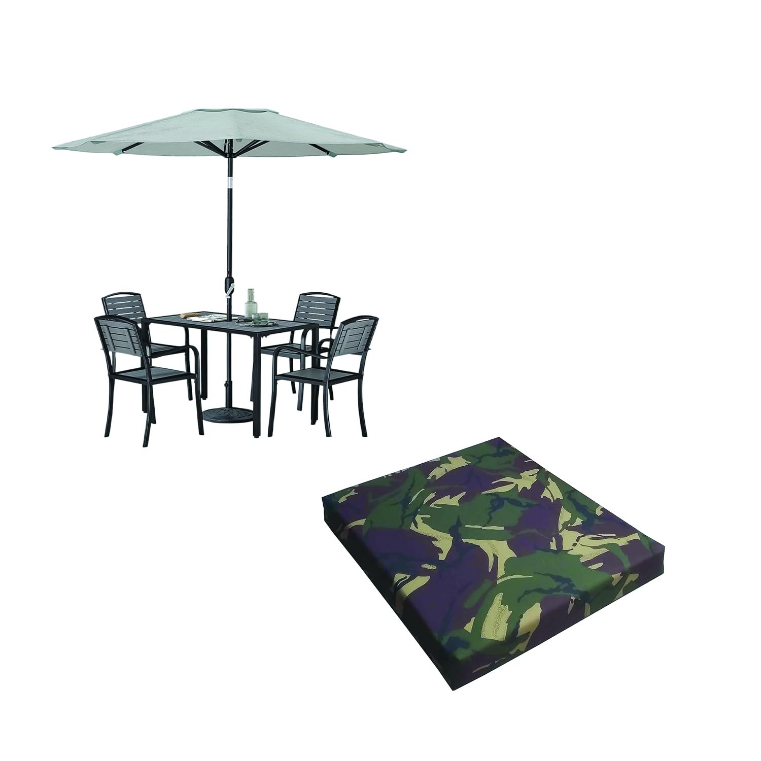 5cm Thick Rattan Patio Replacement Cushion, Comfortable Indoor/Outdoor Seat Pads For Garden, Office Coffee Shop & Dining Chairs, Water-Resistant Zip Cover (Army Camouflage, 40 x 45cm/16"x 18")