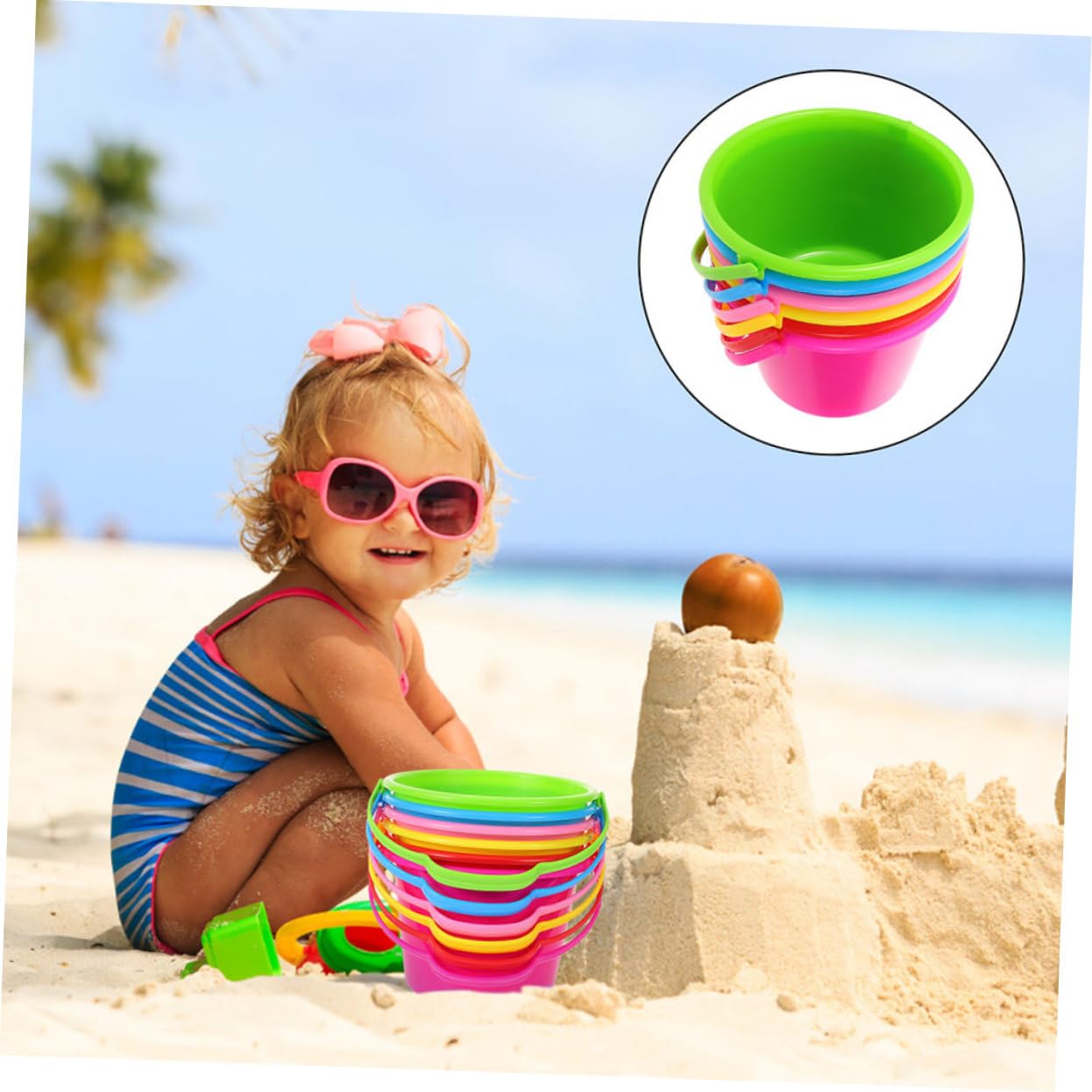 Secchiello per Sabbia Ragazzo Ragazza 12 Pezzi in Abs Giocattolo Mare | Festa Estiva, Accessori per Spiaggia, Uso Versatile in Giardino e Spiaggia