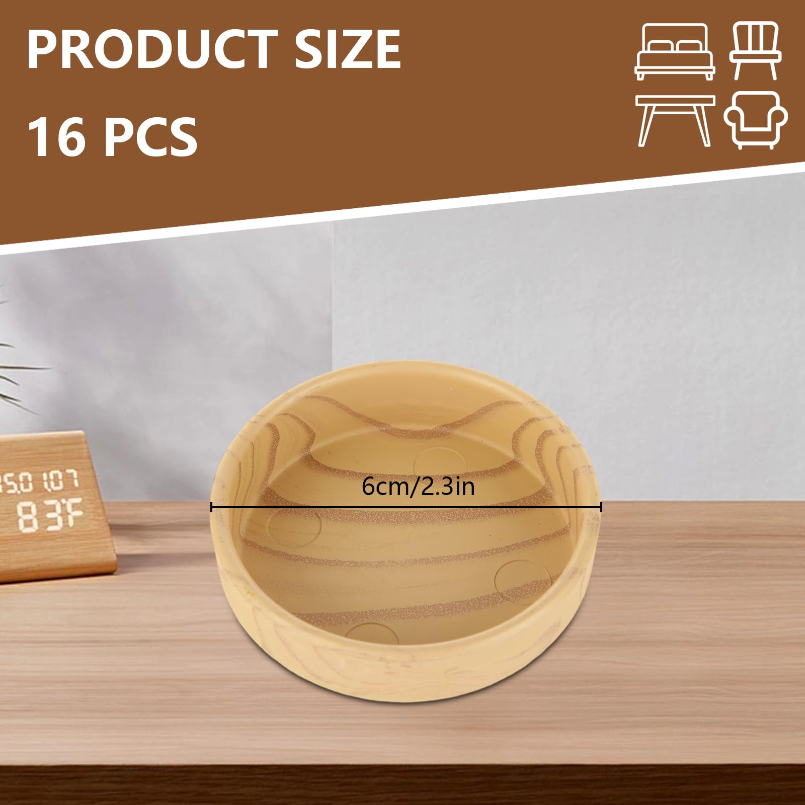 MUXHEL 16PCS Sofa Leg Floor Protectors for Furniture Legs-60mm Rubber Based Sofa Feet Protectors for Wooden Floors-Furniture Cups Floor Protectors Non-Slip Furniture Castor Cups for Wooden Floors - Image 2