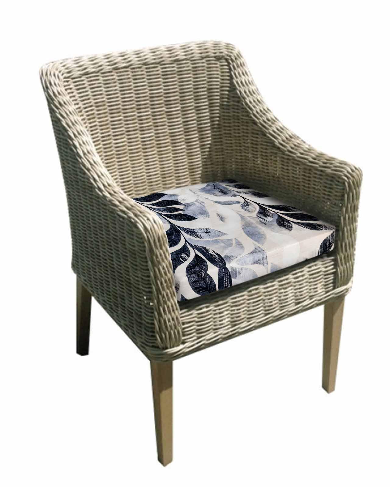 2 Pack Vintage Navy Blue Botanical Waterproof Cushion Covers with Ties, Outdoor Patio Chaise Lounge Chair Seat Cushion Slip Covers Replacement(Only Cover) Tropical Leaves Modernism 22