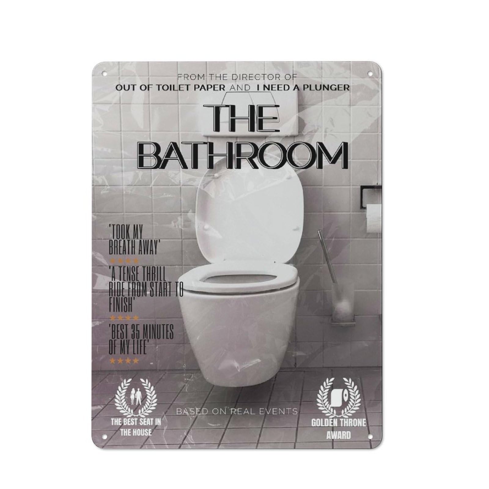 Junmoney The Bathroom Movie Parody Vintage Metal Gift Sign 40X30cm, Novelty Wall Art For Hallway, Home Bar, Garage Or Study