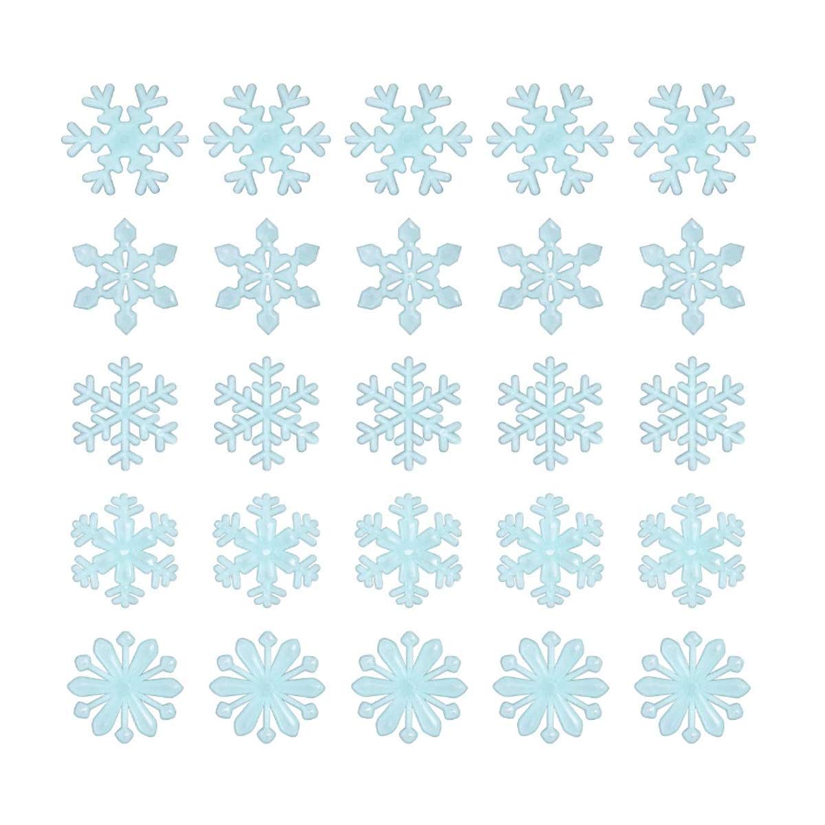 Beauenty 3D Christmas Glow in The Dark Snowflakes Decals Christmas Decoration Christmas Wall Stickers Window Clings Pack of 50