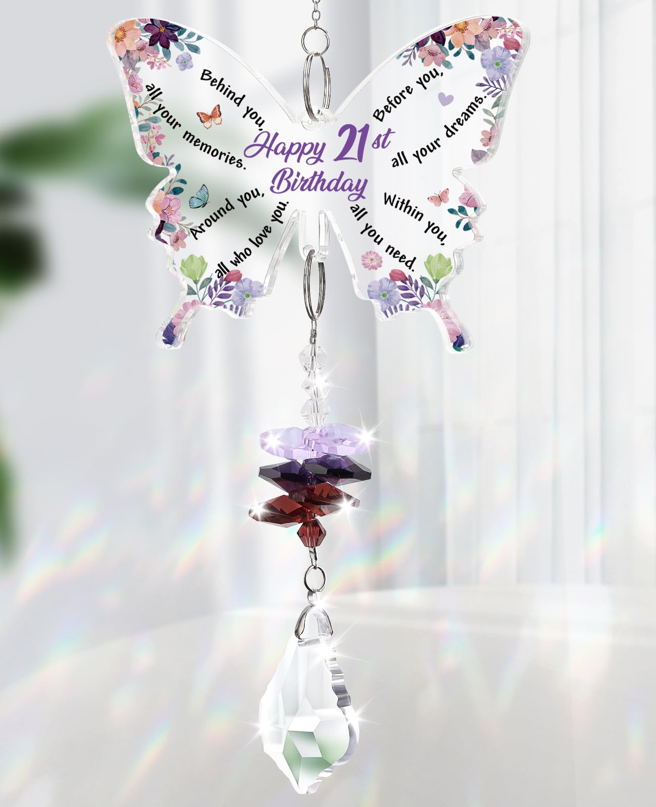 KAAYEE 21st Birthday Gifts for Girls Her, Butterfly Crystal Suncatcher 21 Years Old Birthday Gift for Women 2005, 21st Keepsake Presents for Granddaughter Daughter Niece Friends Sister