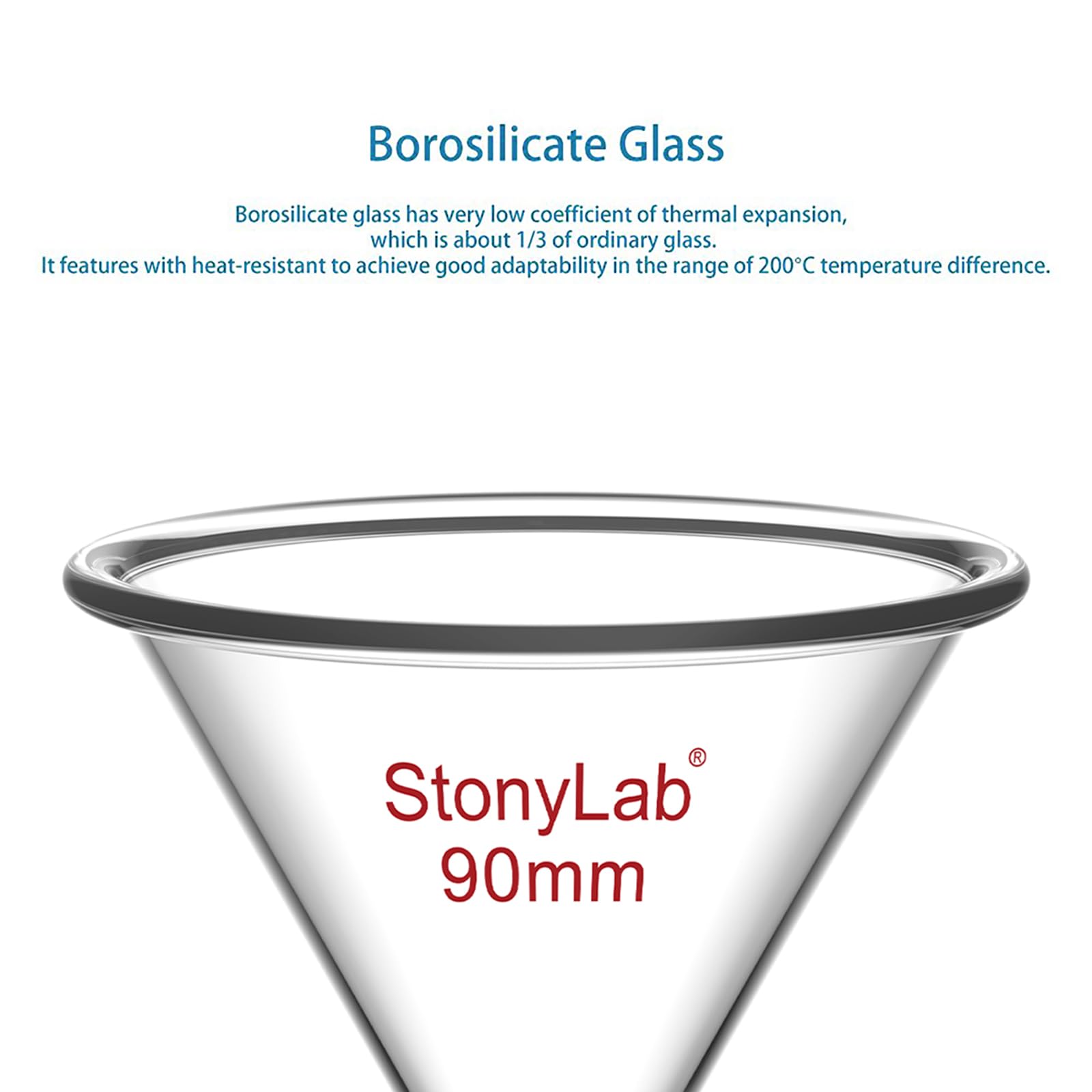 stonylab Imbuto Perforato in Vetro per Cromatografia a Flash, Imbuto in Vetro Borosilicato con Manico da 19 mm di Diametro Esterno, Attrezzatura da Laboratorio
