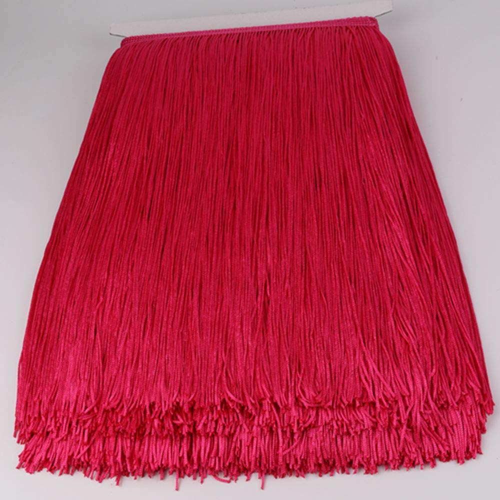 Heartwish268 Fringe Trim Lace Polyerter Fibre Tassel 12inch??? Wide 10 Yards Long for Clothes Accessories and Latin Wedding Dress and DIY Lamp Shade Decoration Black Rose Pink