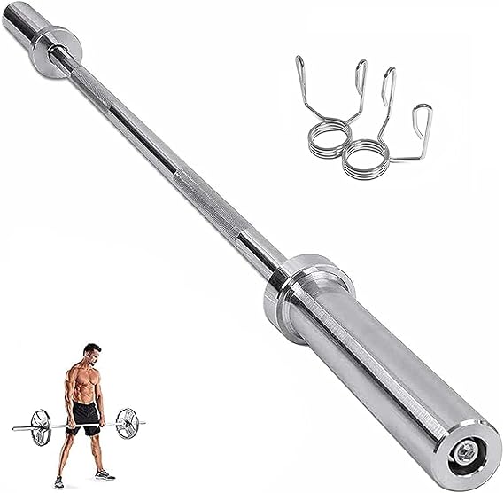 uyoyous 4FT Olympic Barbell Bar Solid Threaded Chrome