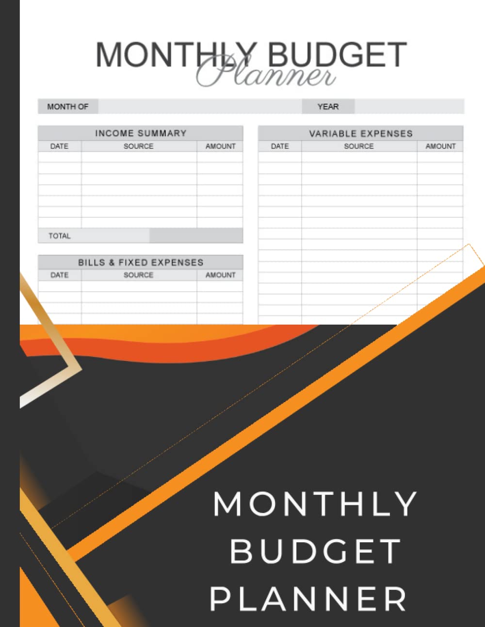 monthly budget planner | 8.5 " x 11 " | 100 Pages