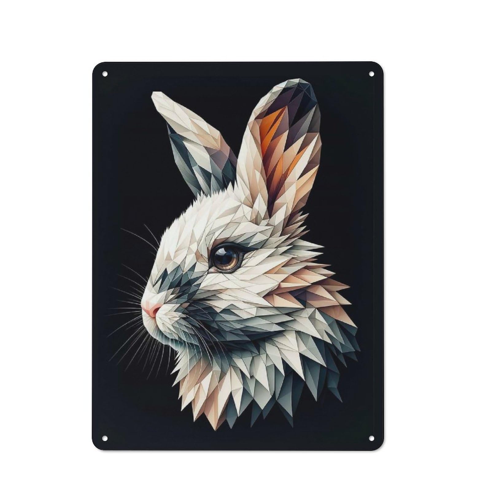 Geometric Bunny Metal Wall Plaque, Clean Printed Wall Decor for Home Bar, Pub Room Or Drinks Corner, 40x30cm
