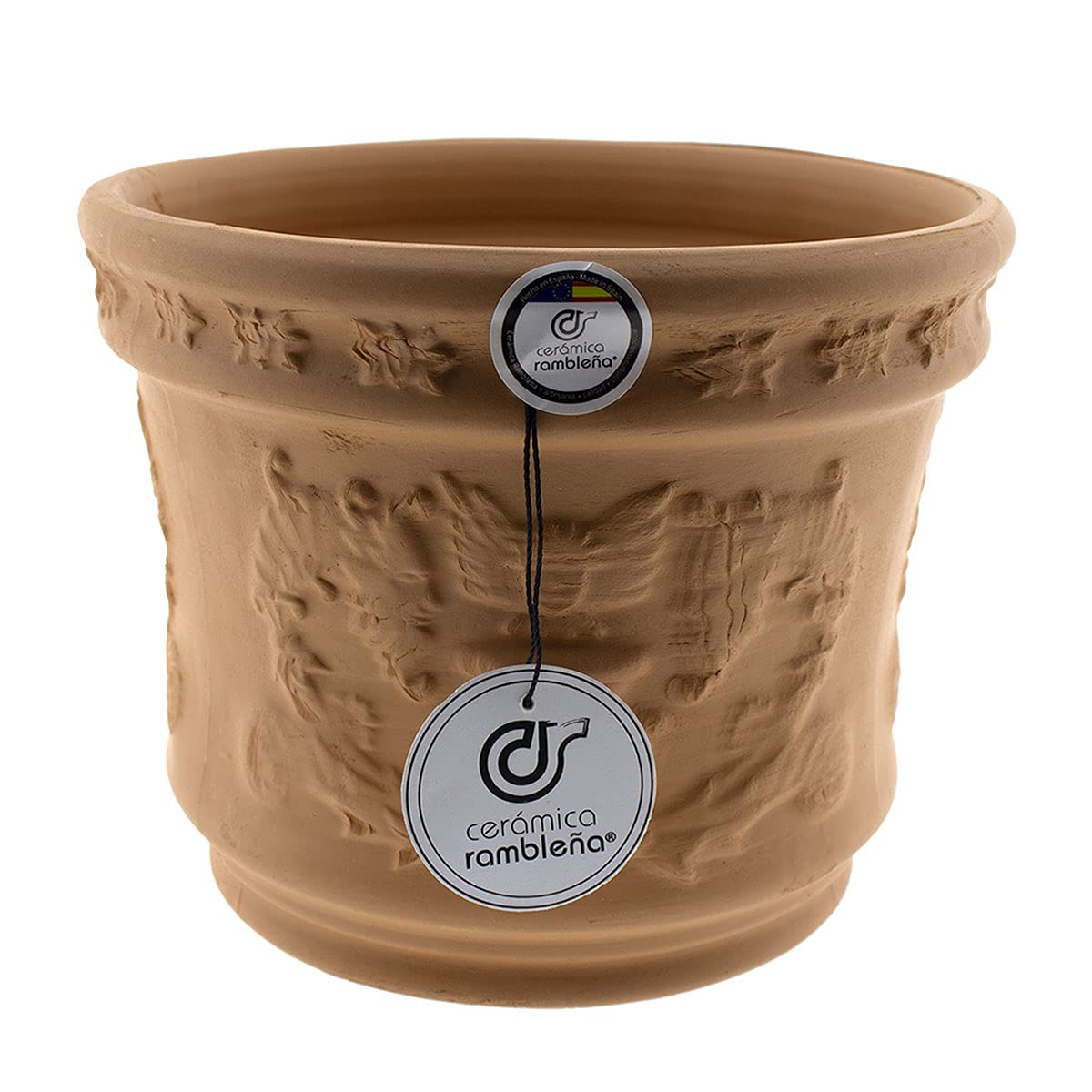CERÁMICA RAMBLEÑA | Maceta Grande de Barro Rojo para Exterior | Modelo J34 | 22x22x17 cm