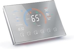 Smart Thermostat LCD Color Touch Screen with APP Voice Control for Home and Office Use - Programmable Heat Pump Thermostat (Brushed Silver)