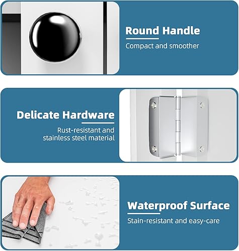 Miniatura 6 de JUMMICO Mueble de baño gabinete de medicina organizador de almacenamiento montado en la pared sobre el inodoro gabinete de pared de madera con 2