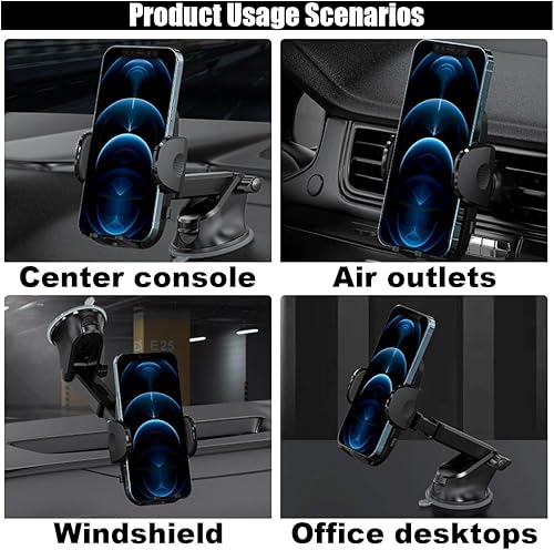 Miniatura 5 de Soporte de teléfono para automóvil, soporte de succión 3 en 1 para tablero, ventilación de aire, parabrisas, soporte ajustable de manos libres para