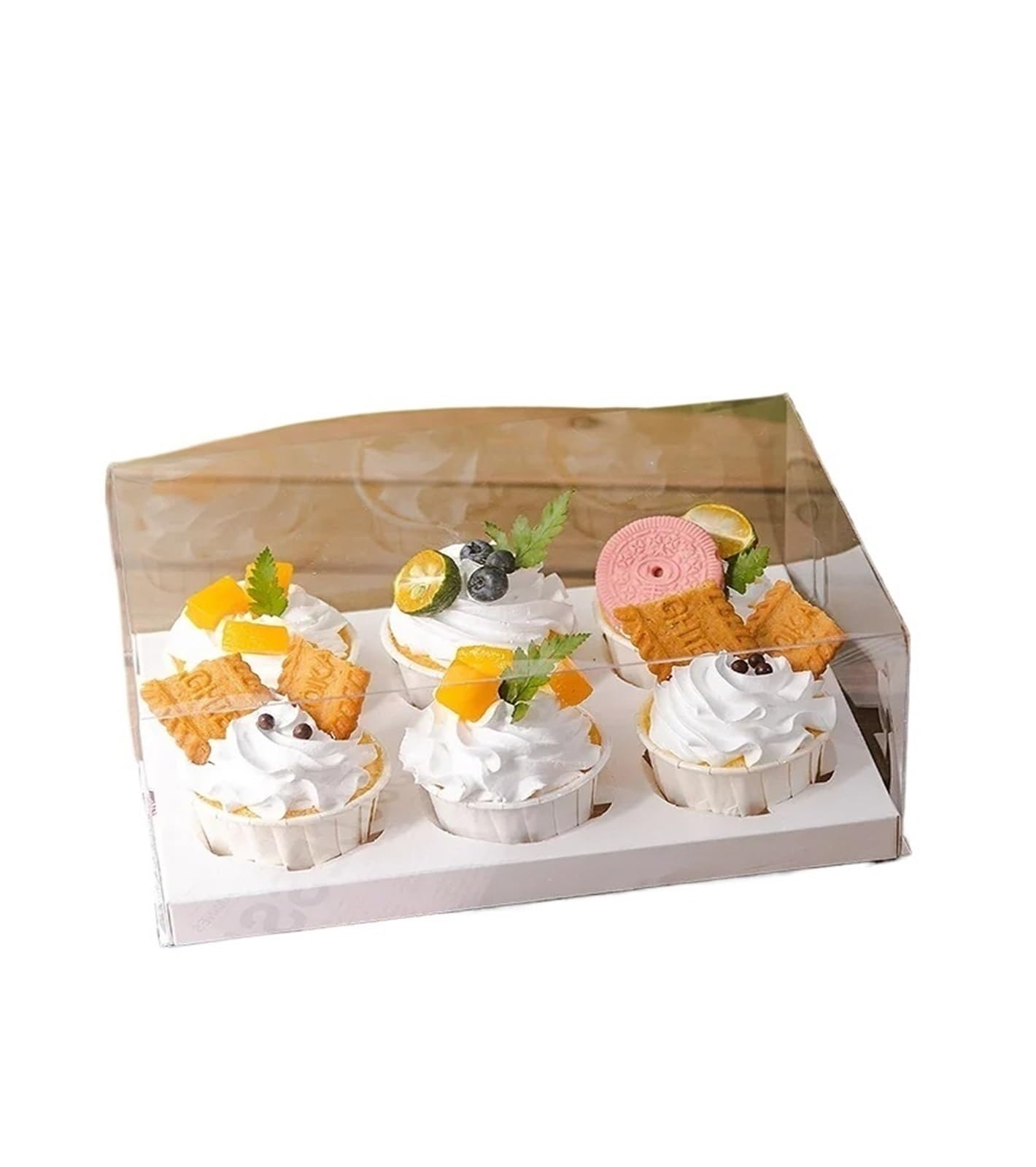 Cajas Para Cupcakes 10 unidades de tazas pequeñas, caja for cupcakes, bolsa de pastelería transparente, muffin portátil, 2 rebanadas, 4 rebanadas, 6 rebanadas Caja De Pasteles(Add height to 4 caps)