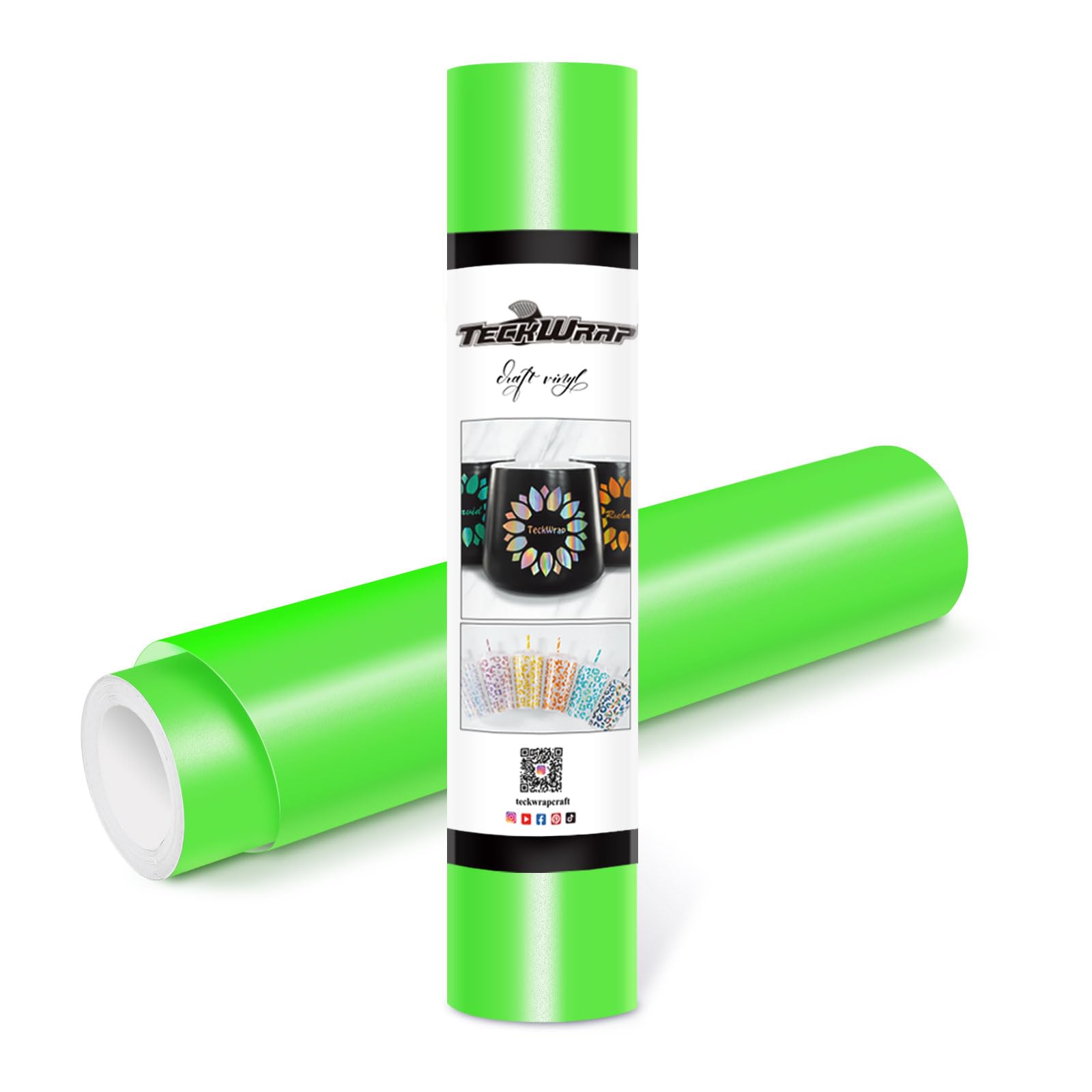 TECKWRAP Permanent Adhesive Vinyl 12" x 10ft, Matte Neon Green