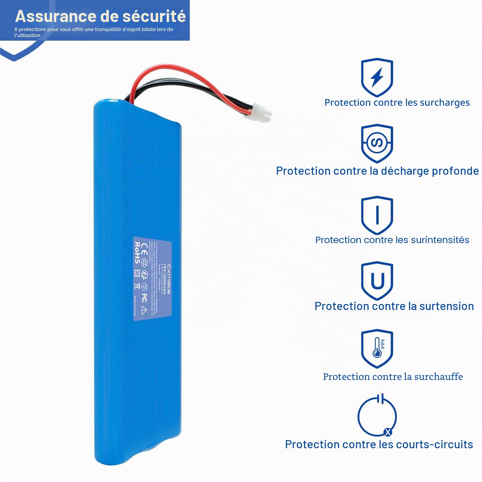 Exmate Batterie NiMH 18 V 3000 mAh compatible avec Husqvarna Automower 210AC, 210C, 220AC, 230ACX, 260ACX, G2 2004-2006, SH, robot tondeuse hybride solaire