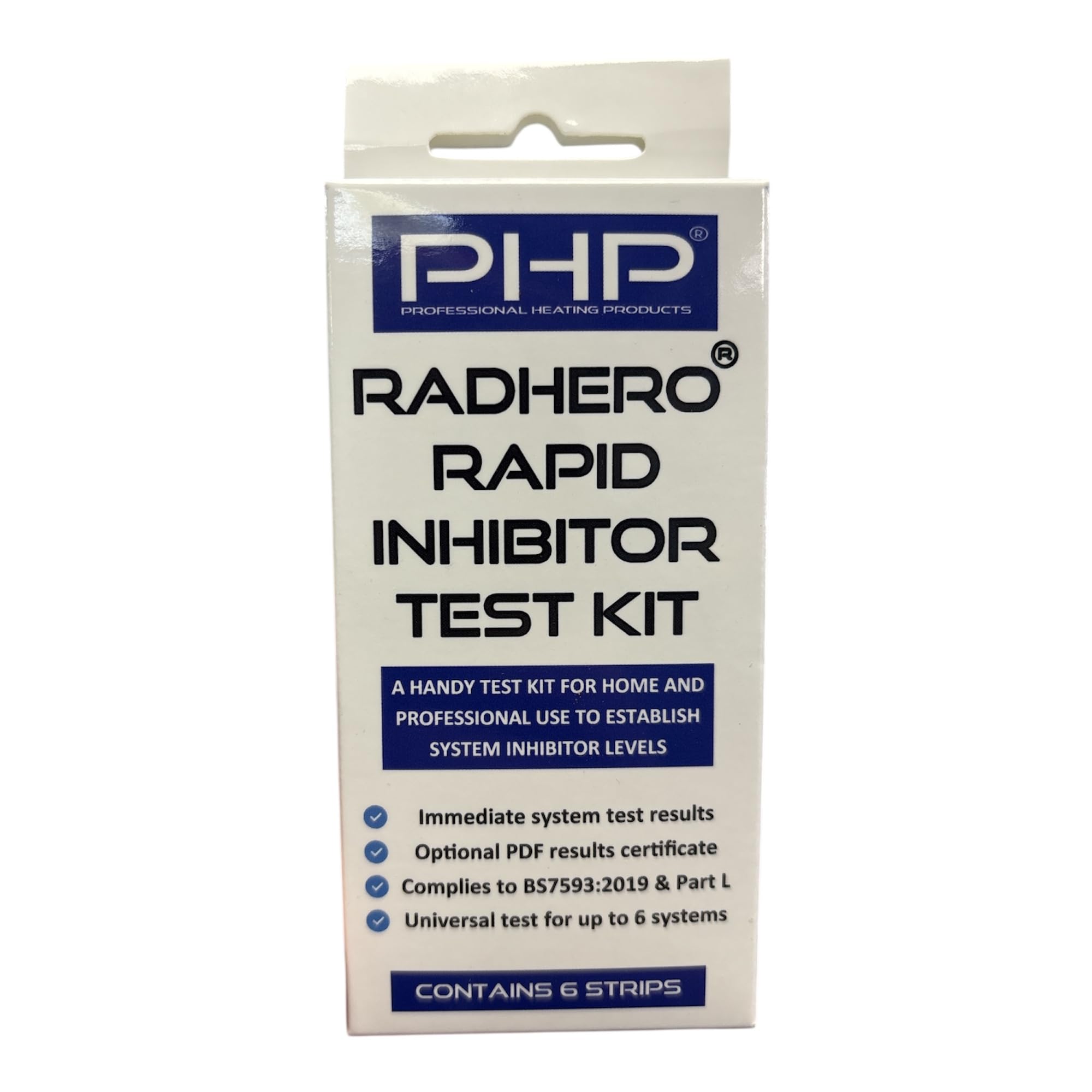 Php White Radhero Rapid Inhibitor 6 Test Kit Strips For Central Heating & Underfloor + Pdf Certificate