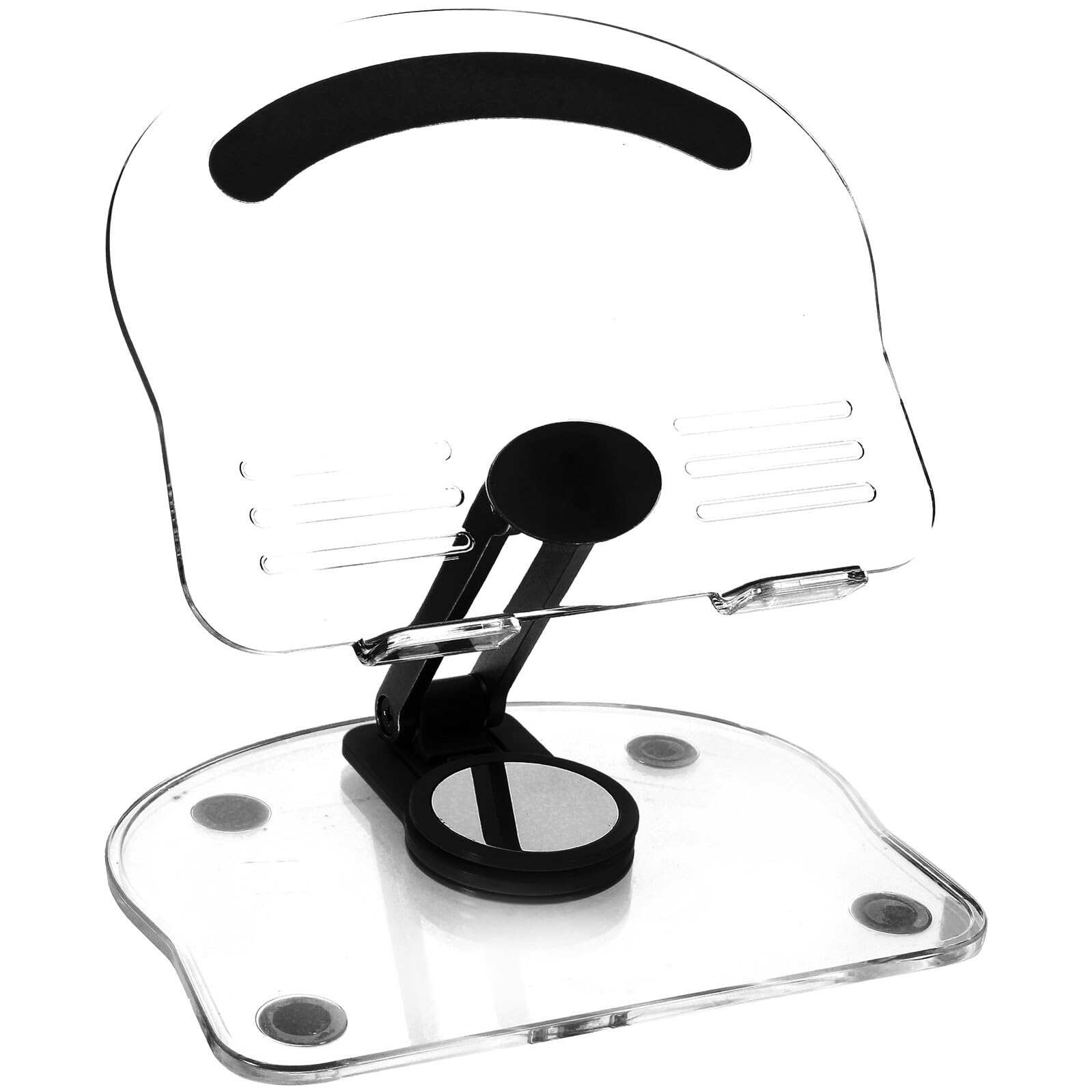 Soporte para Tableta Giratorio Ajustable para Escritorio, Soporte Plegable de Acrílico Antideslizante, Compatible Tabletas y Móviles, Color Negro, Adecuado para Oficina y Estudio