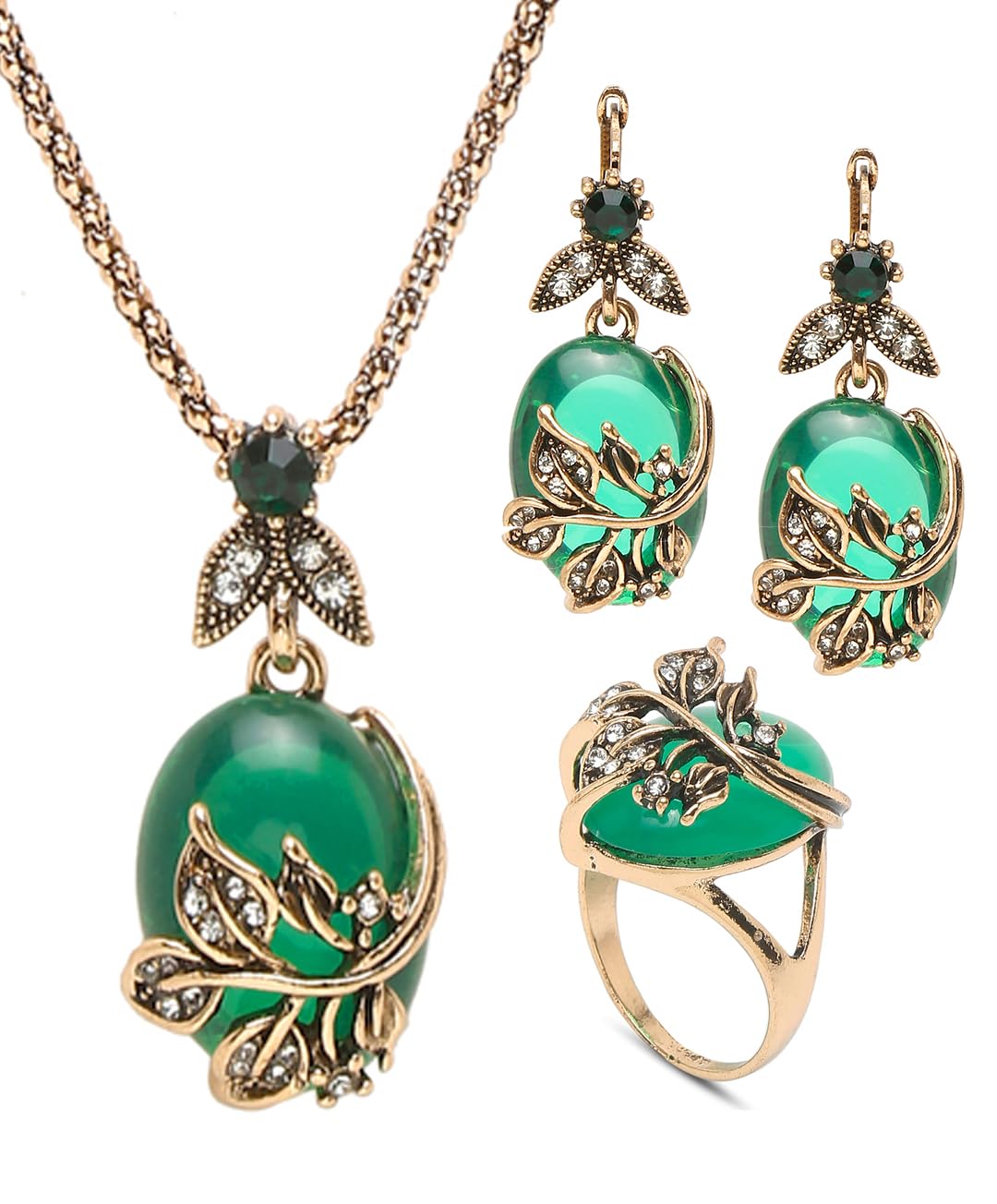 YouBella Jewellery Set for Women Gold Plated Necklace Jewellery Set with Earrings and Ring for Girls and Women (Green) (B0C72J8S3D) Amazon Price History, Amazon Price Tracker