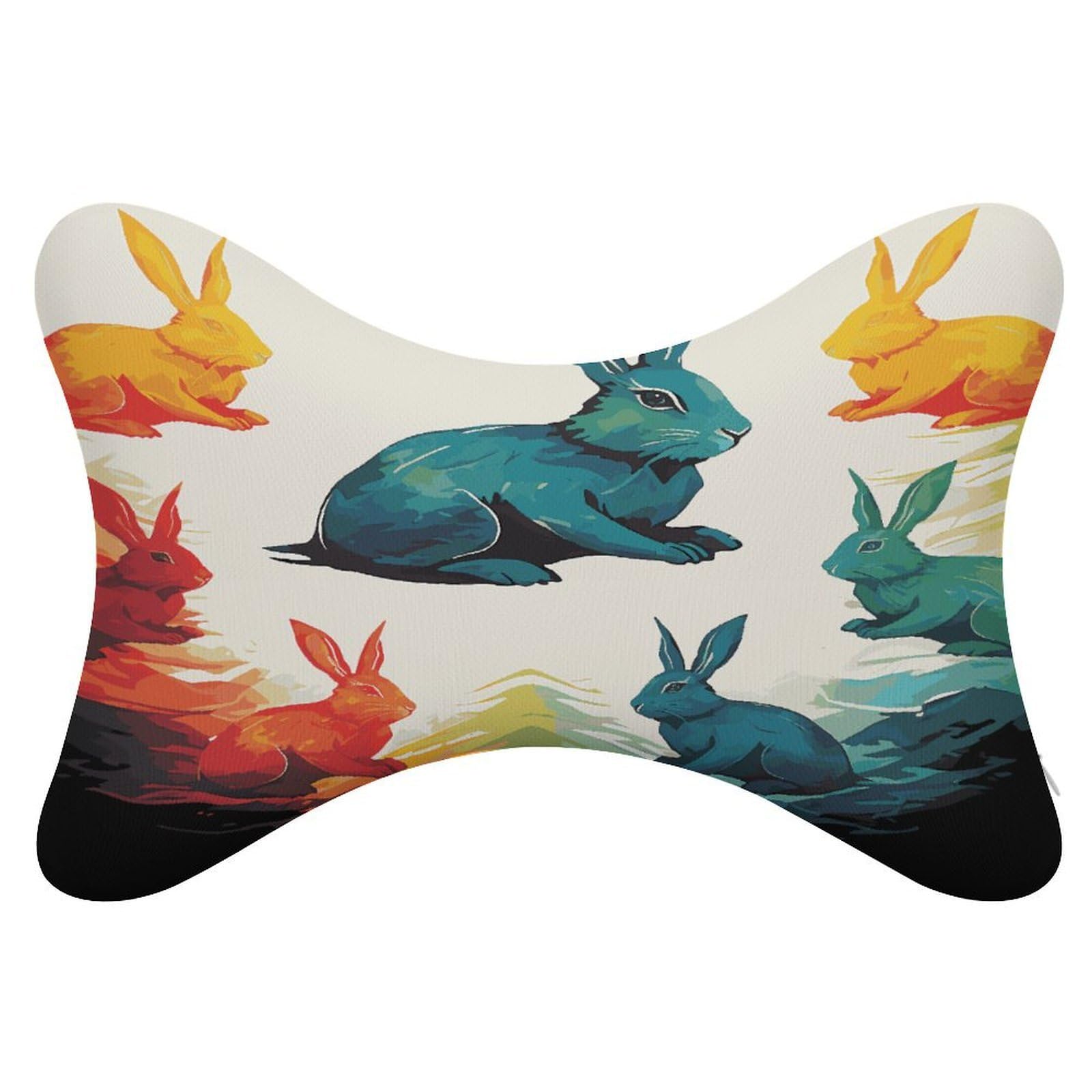 Khauerbc Style Rainbow Rabbit Car Headrest Pillow - 2 Pack,Neck Pillow With Washable Removable Cover,Car Travel Pillow For Car Bus Truck Driving Comfort