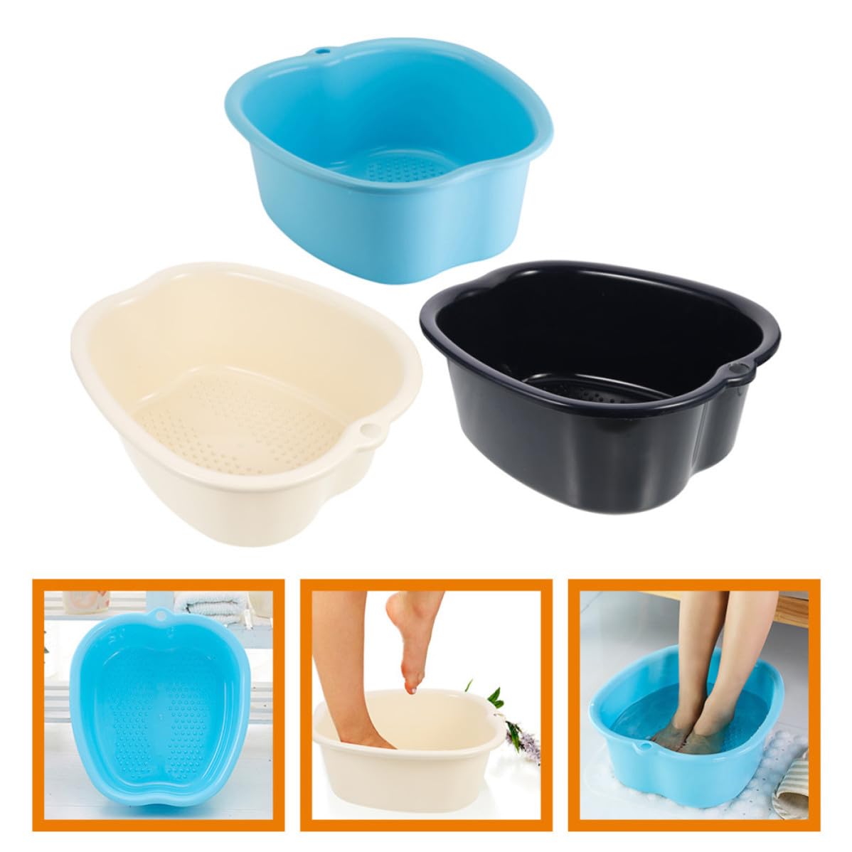 Ciieeo 3 Pezzi Vaschetta Pediluvio in Plastico Portatile per Uso Domestico, Facile da Trasportare, per Sauna e Sollievo Dalla Fatica ai Piedi