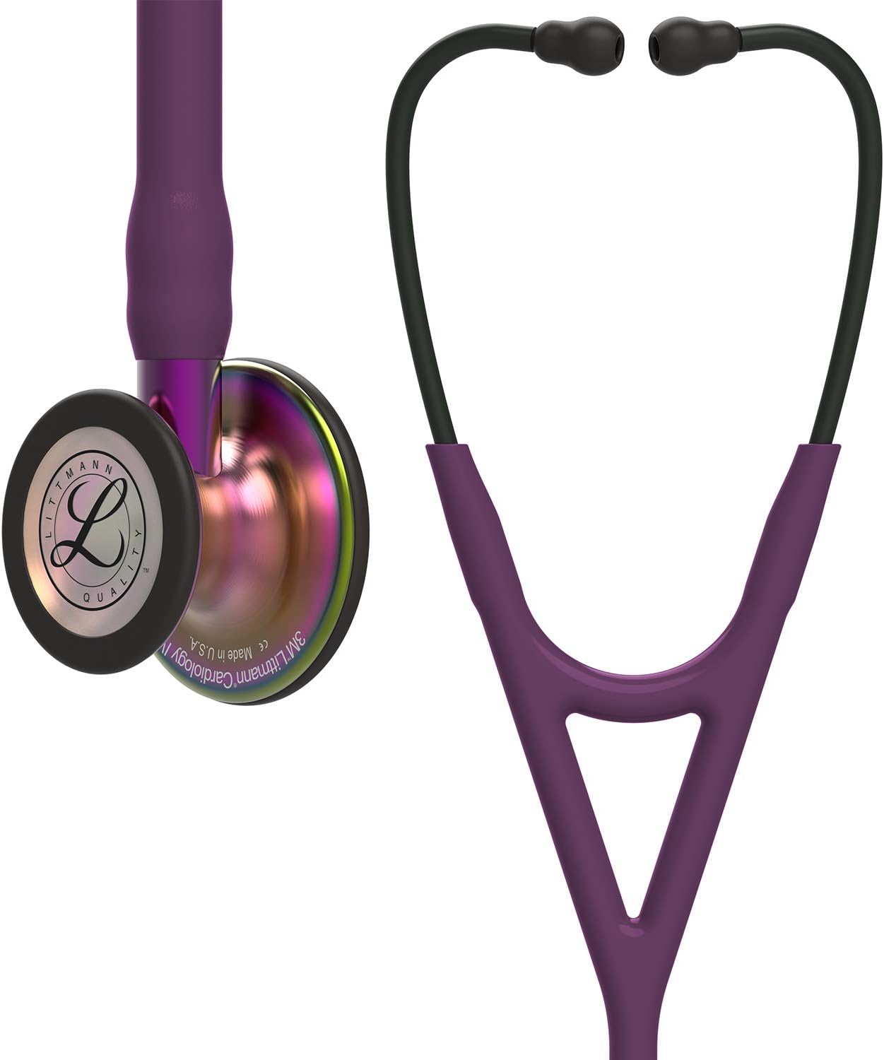 3M Littmann Cardiology IV Diagnostic Stethoscope, Rainbow-Finish Chestpiece, Plum Tube, Violet Stem and Black Headset, 27 inch, 6205