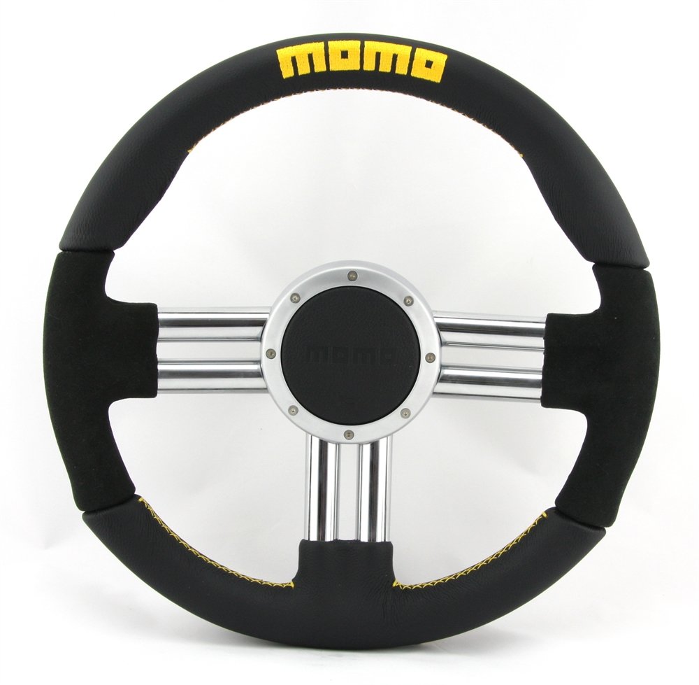 Amazon.com: MOMO Steering Wheel V6 EVO Black Leather Chrome