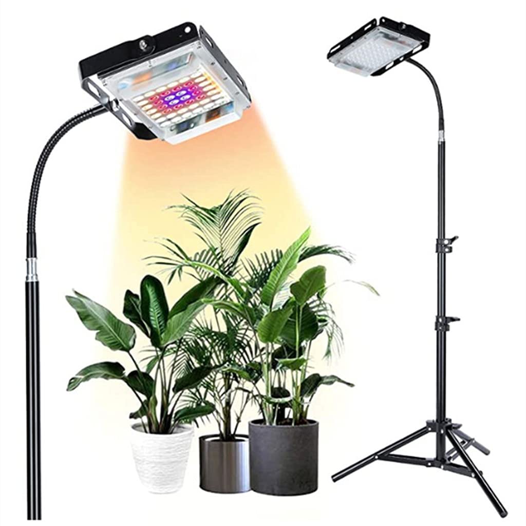 Grow Light con Soporte,Luz de Planta de Suelo LED de Espectro Completo de 50 W,con Interruptor de Encendido/Apagado,Lámpara de Planta LED con Cuello de Cisne Ajustable