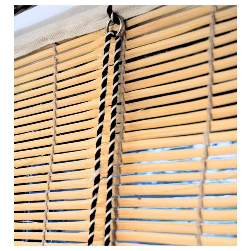 Image of W 4 Ftx H 8 Ft (Pack of 1) Bamboo Curtain| Outdoor Roll-Up Blinds for Balcony, Veranda & Windows | Sun Protection | All-Season Bamboo Protection