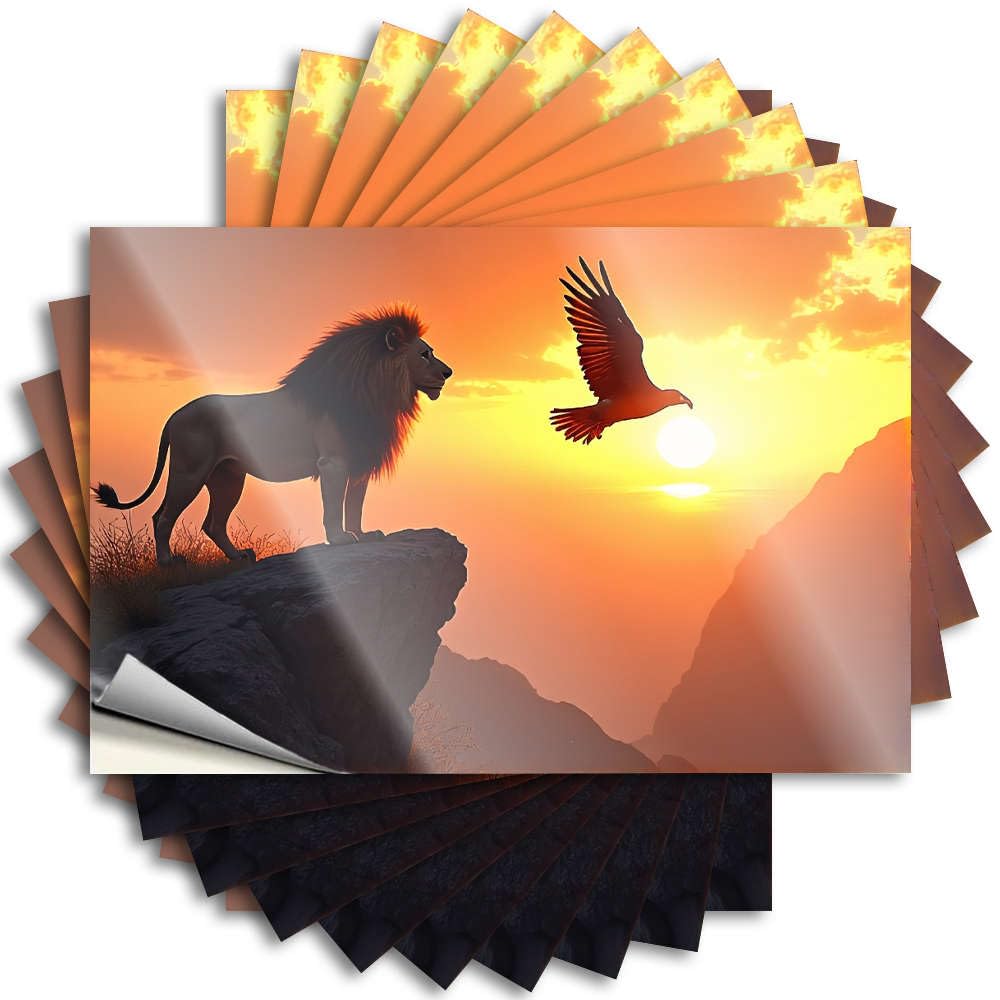 Plush, Decal Water Lion and Eagle Face Each Other At Sunset. | Essentials Funny Bedroom Decor(12X18CM)