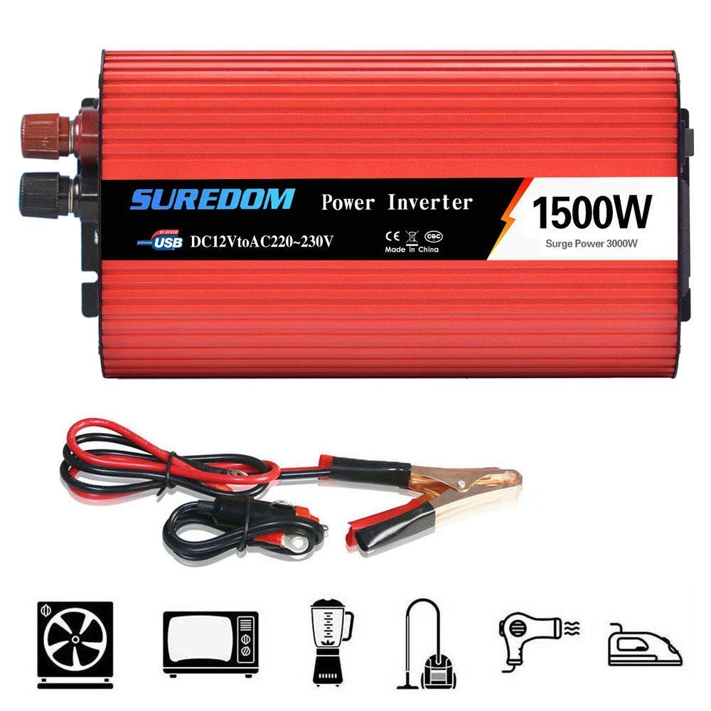 Convertisseur 12V 220V pur sinus 1500W onduleur voiture avec ports USB
