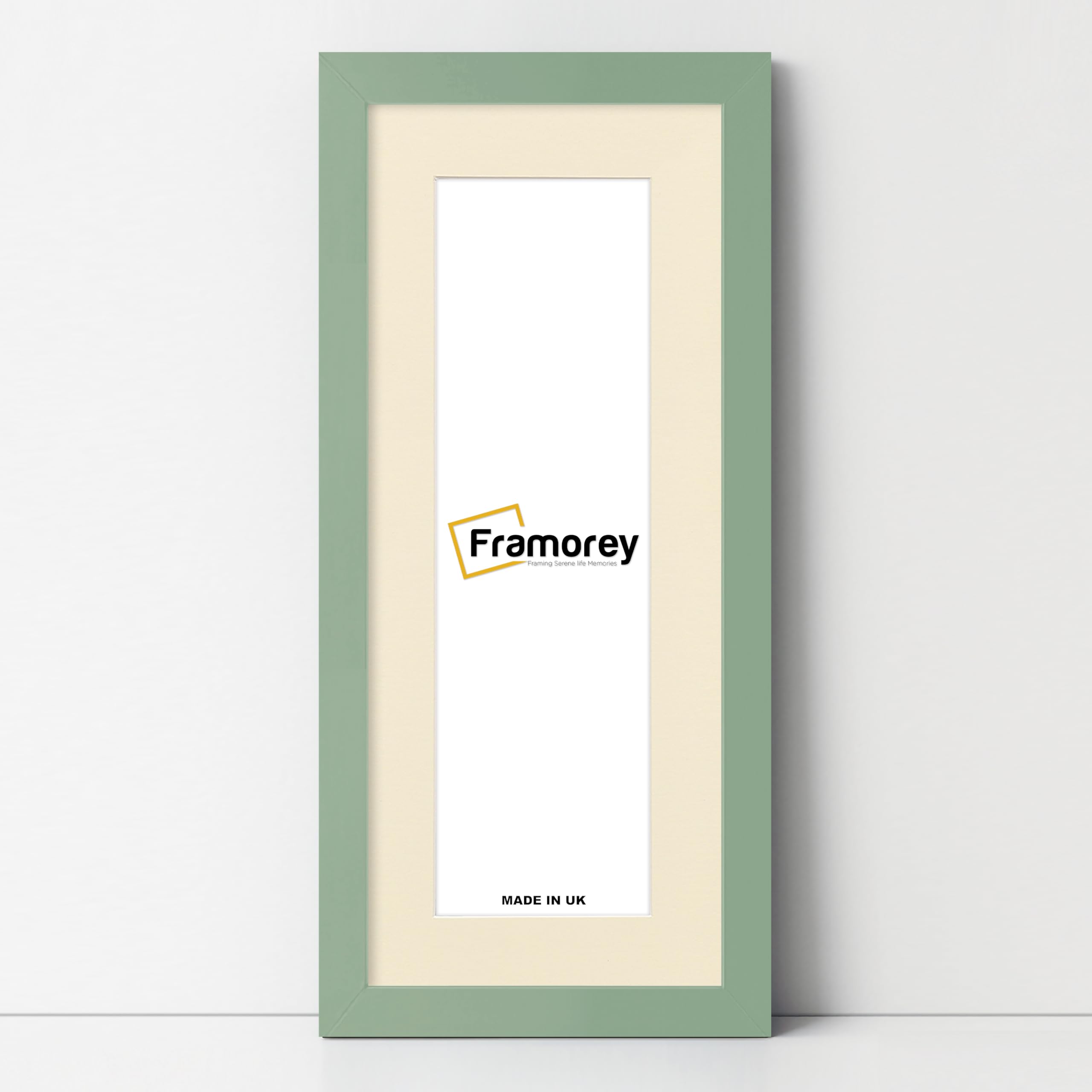 FRAMOREY Panoramic Style, Oxford Flat Wooden Effect Picture Frame, 32x14" Size Green Photo Frame With 28x10" Size Ivory Mount, Handmade Frame, Wall Art Hanging Frame, Best Home Decor Frames