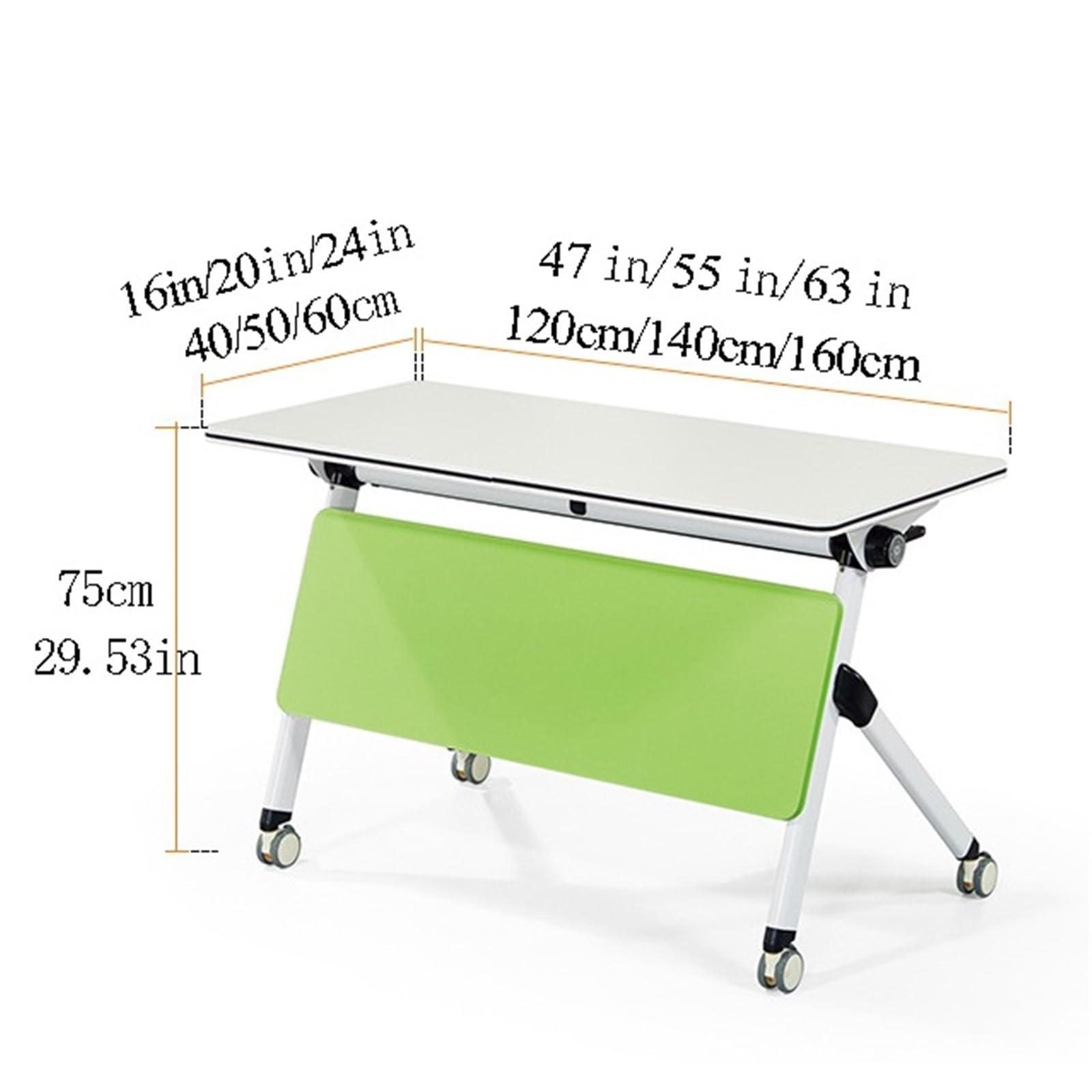 Przenośny składany stół konferencyjny z kółkami, drewniane biurko konferencyjne do mobilnego treningu klasy i użytku na imprezach (119 cm x 61 cm x 75 cm)
