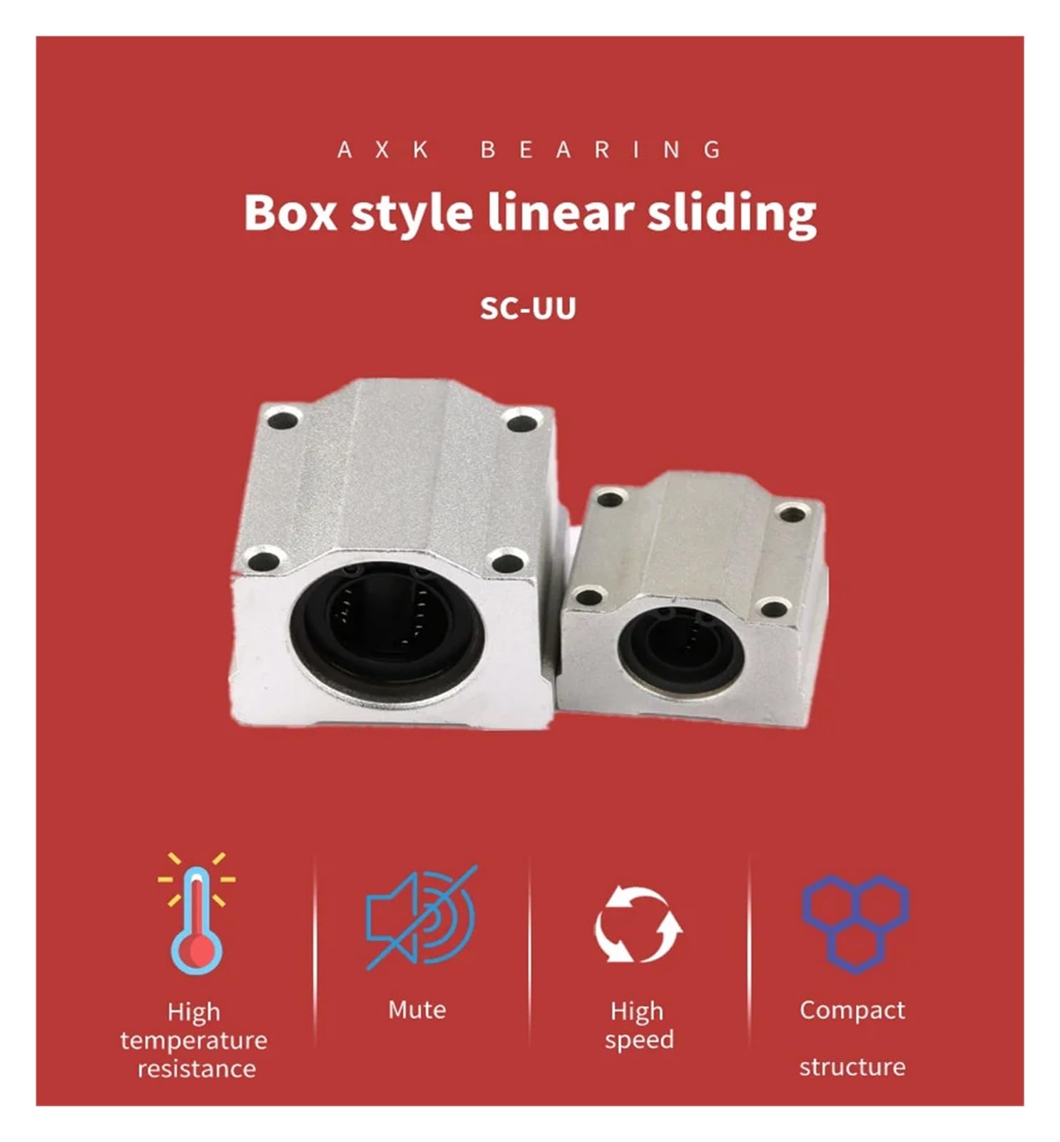 1 Bloc de roulement à Billes linéaire SC40UU SCS40UU 40 mm for routeur CNC avec Arbre linéaire à palier à Coussinet LM40UU
